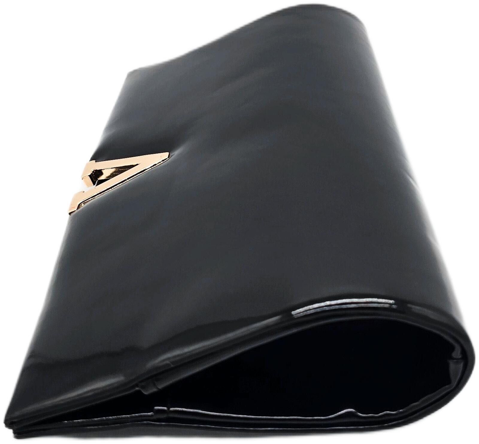 Other Black Faux Leather Clutch with Gold Chain Size ONE SIZE - 4 Thumbnail