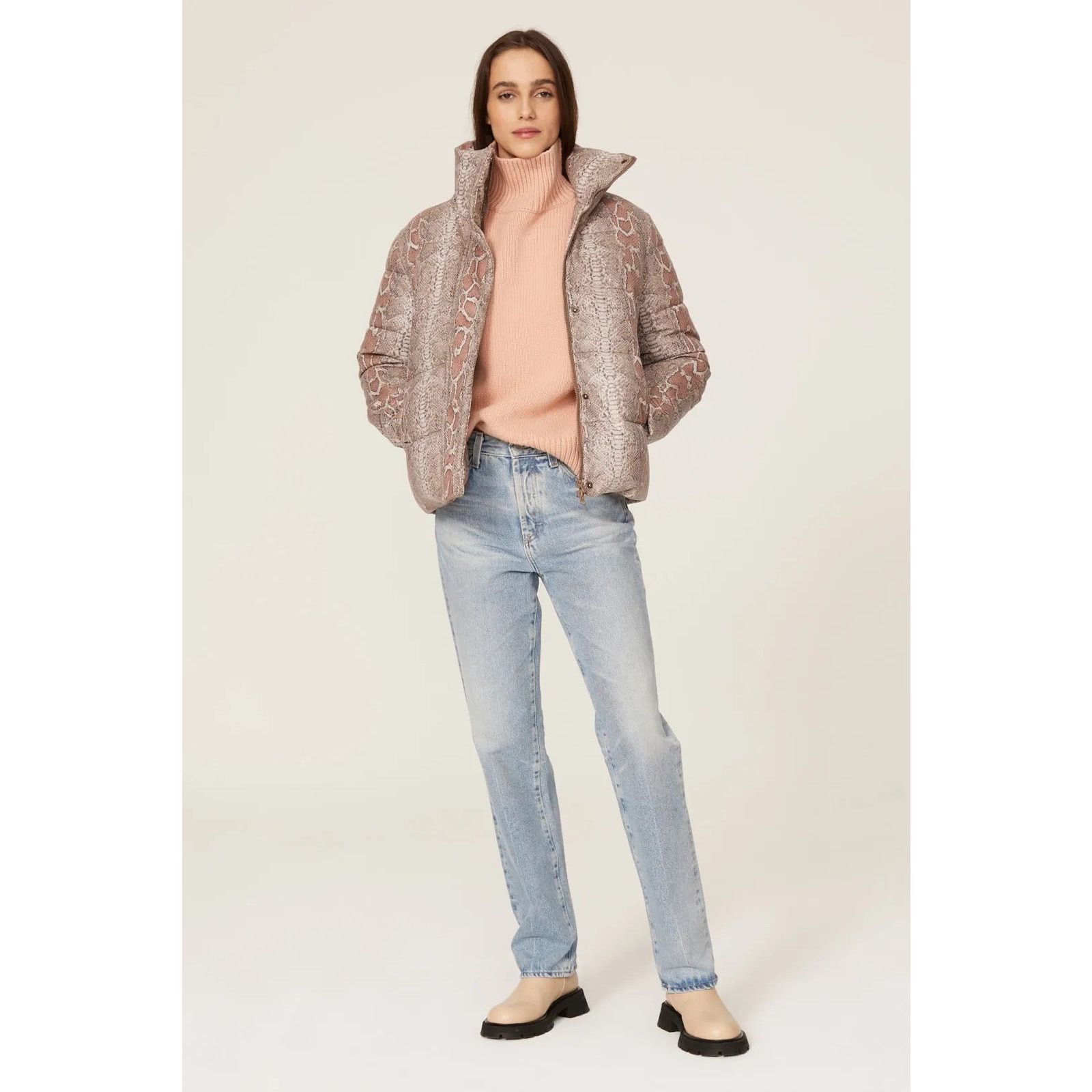 Other Unreal Fur NWOT Python Puffer Jacket Faux Leather Women’s L Size L / US 10 / IT 46 - 1 Thumbnail