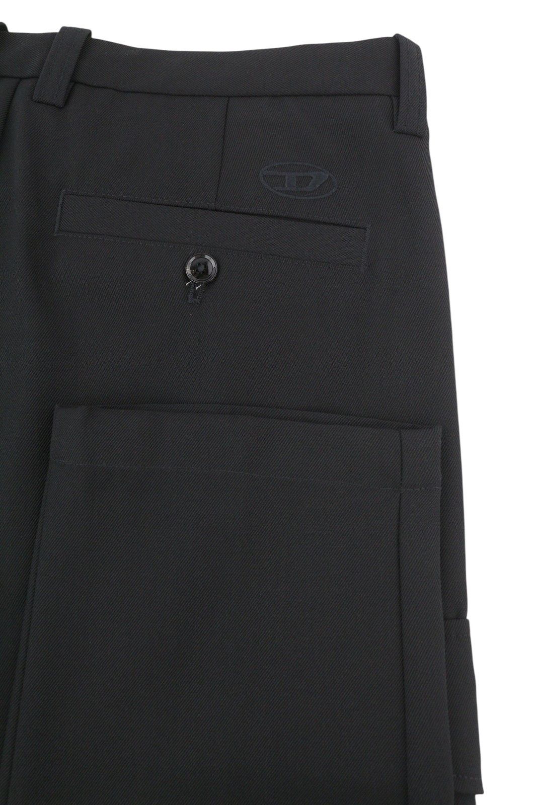 Diesel P-RHEE-NW W29 Black Wool Blend Pleated Zip Cargo 85383 Size US 29 - 6 Thumbnail