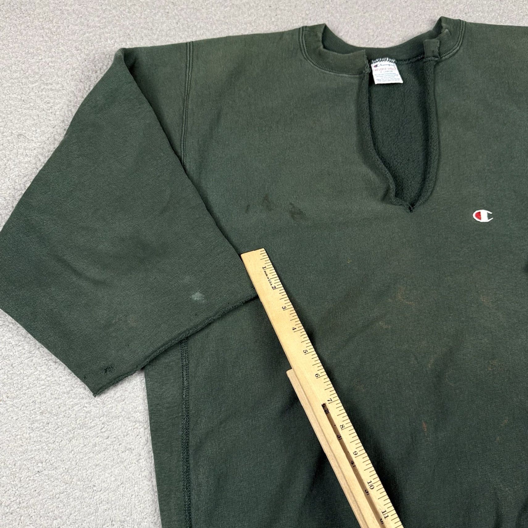 Champion VINTAGE Champion Reverse Weave Sweatshirt Men XL Green 90s Distressed Pullover Crew Neck All Seasons Size US XL / EU 56 / 4 - 7 Thumbnail