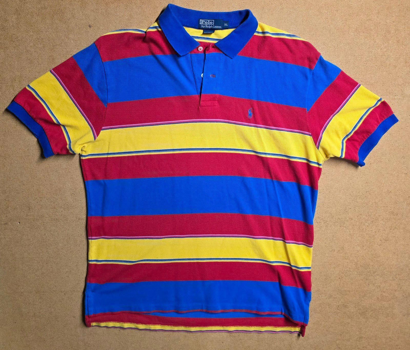 Polo Ralph Lauren Vintage Ralph Lauren Polo Shirt XL Yellow Stripes Size US XL / EU 56 / 4 - 1 Thumbnail