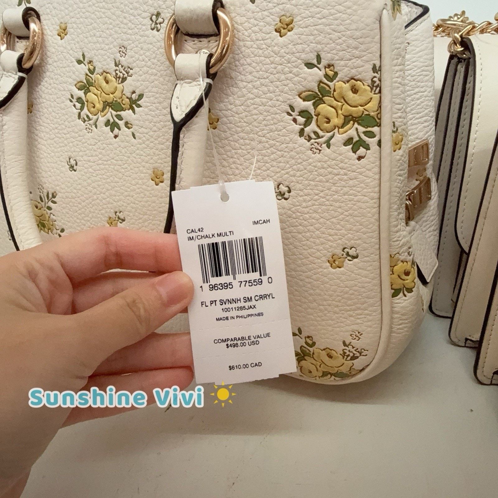Coach NWT COACH Savannah Small Carryall Bag Floral Chalk CAL42 Size ONE SIZE - 3 Thumbnail