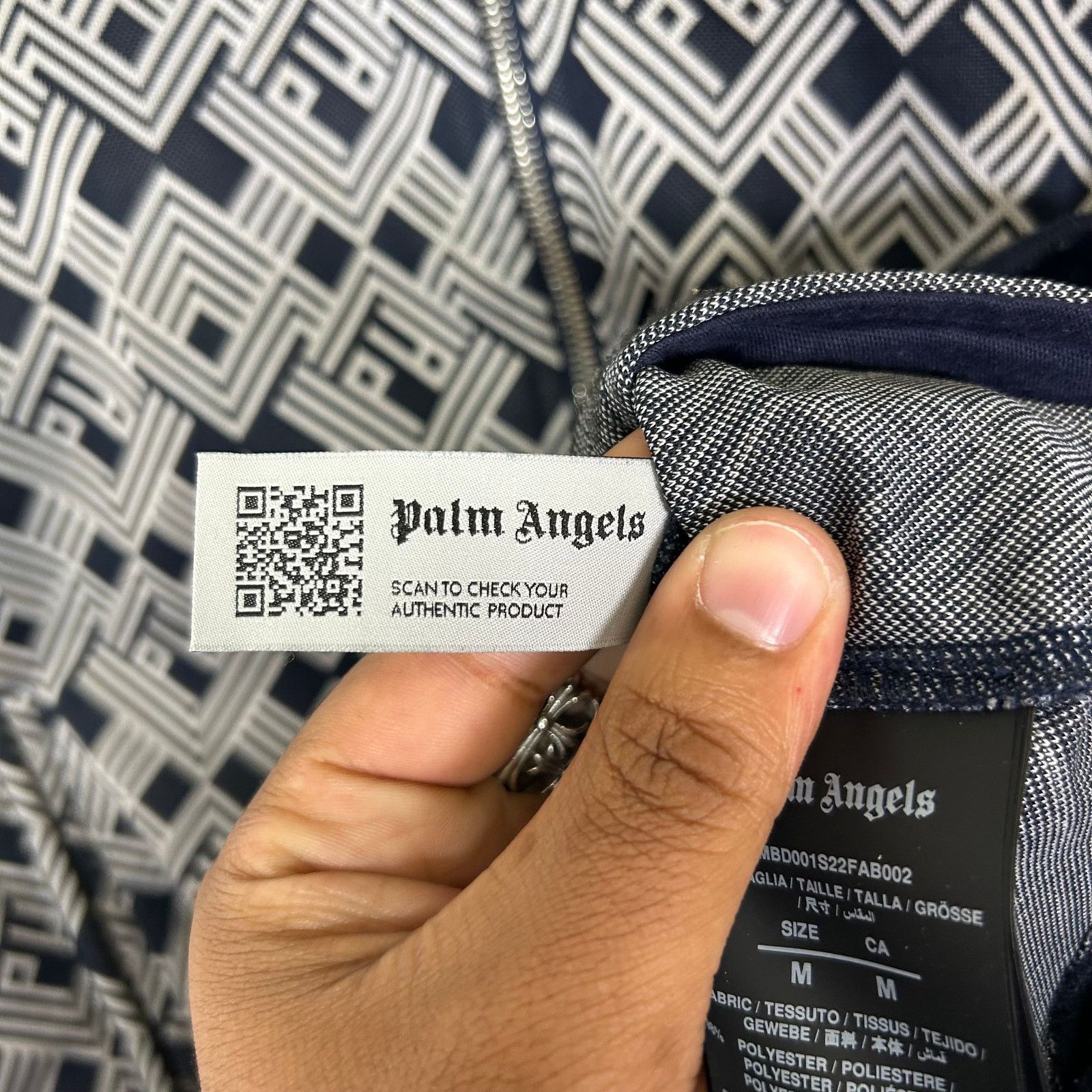 Palm Angels Palm Angels Navy Squared Art Deco Track Jacket Size M Size US M / EU 48-50 / 2 - 5 Thumbnail