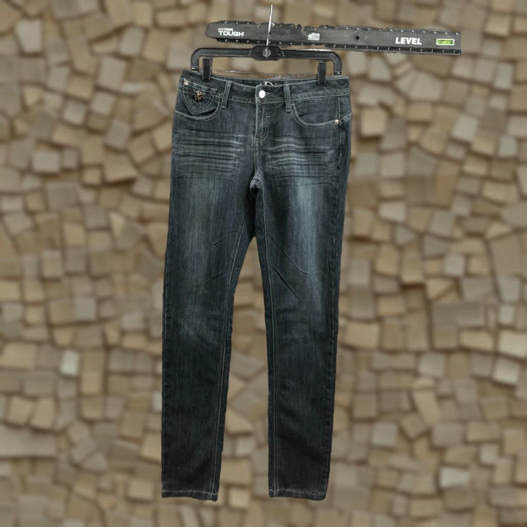 Denime Dereon Jeans Skinny Mid Dark Blue 30 in 33 in Juniors Size 7 Belt Loops 5-Pocket Denim Fashion Womens Size 28" / US 6 / IT 42 - 1 Thumbnail