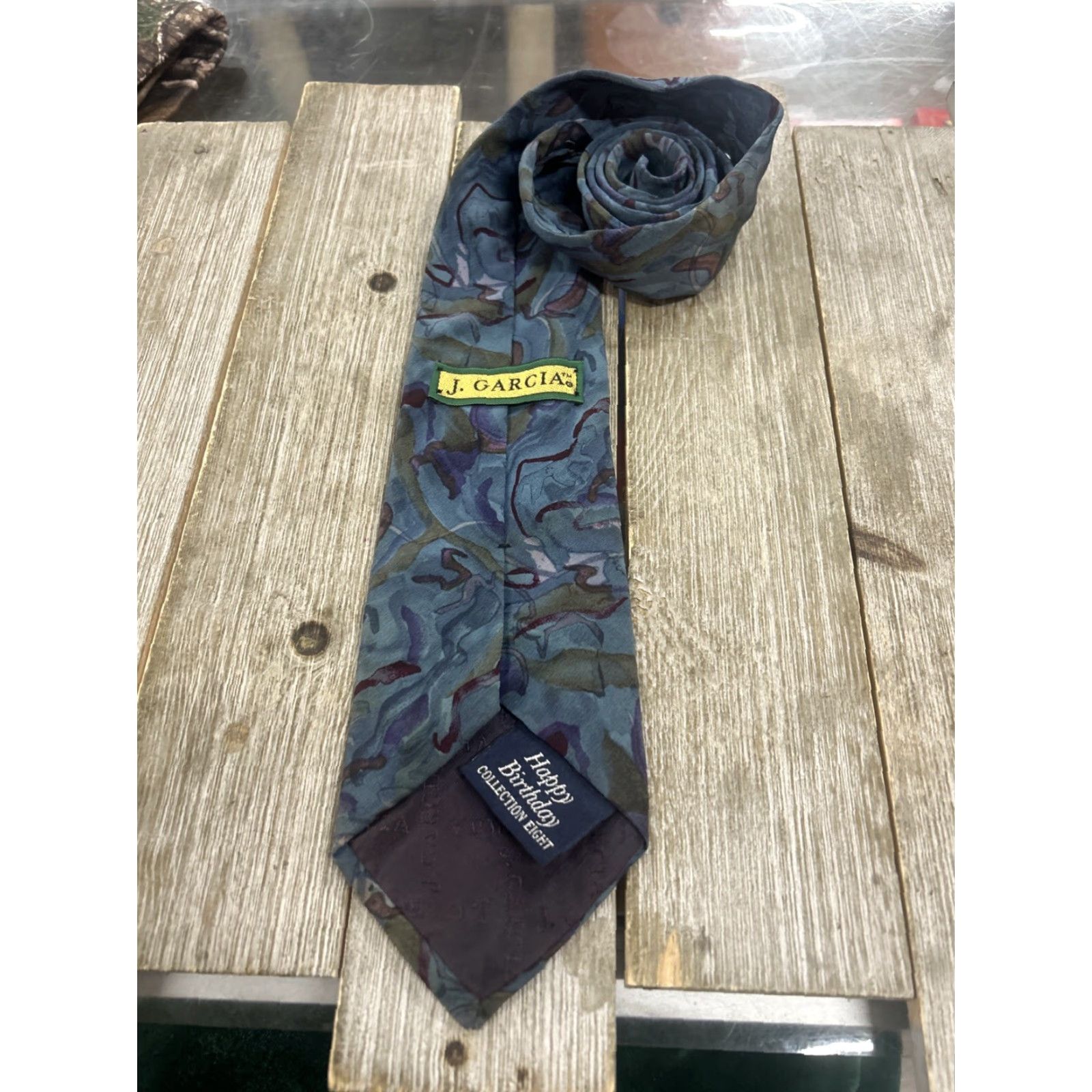 VINTAGE Jerry Garcia Blue Neck Tie 60” Silk Happy Birthday Collection Men Tie