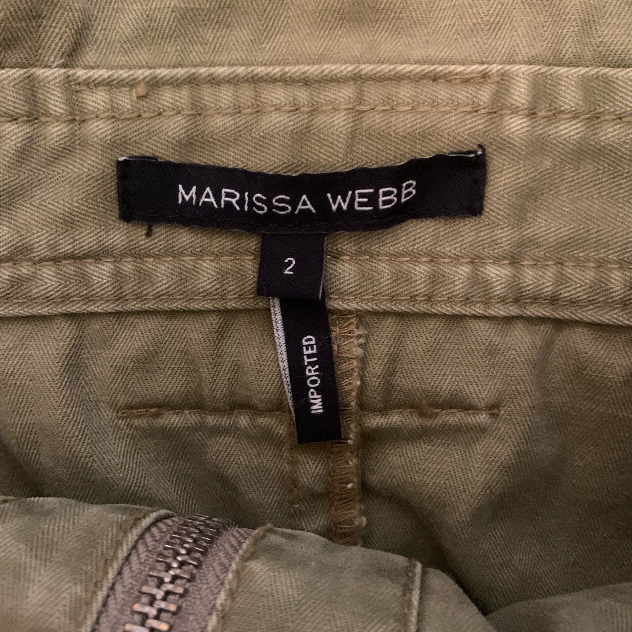 image of Marissa Webb Brooke Heavy Canvas Mini Skirt in Khaki Green, Women's (Size 26)