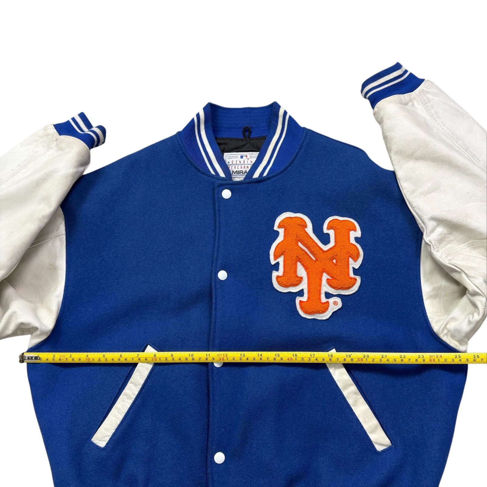 MLB VTG 90s NEW YORK METS MIRAGE VARSITY JACKET WOOL LEATHER Size US M / EU 48-50 / 2 - 12 Thumbnail