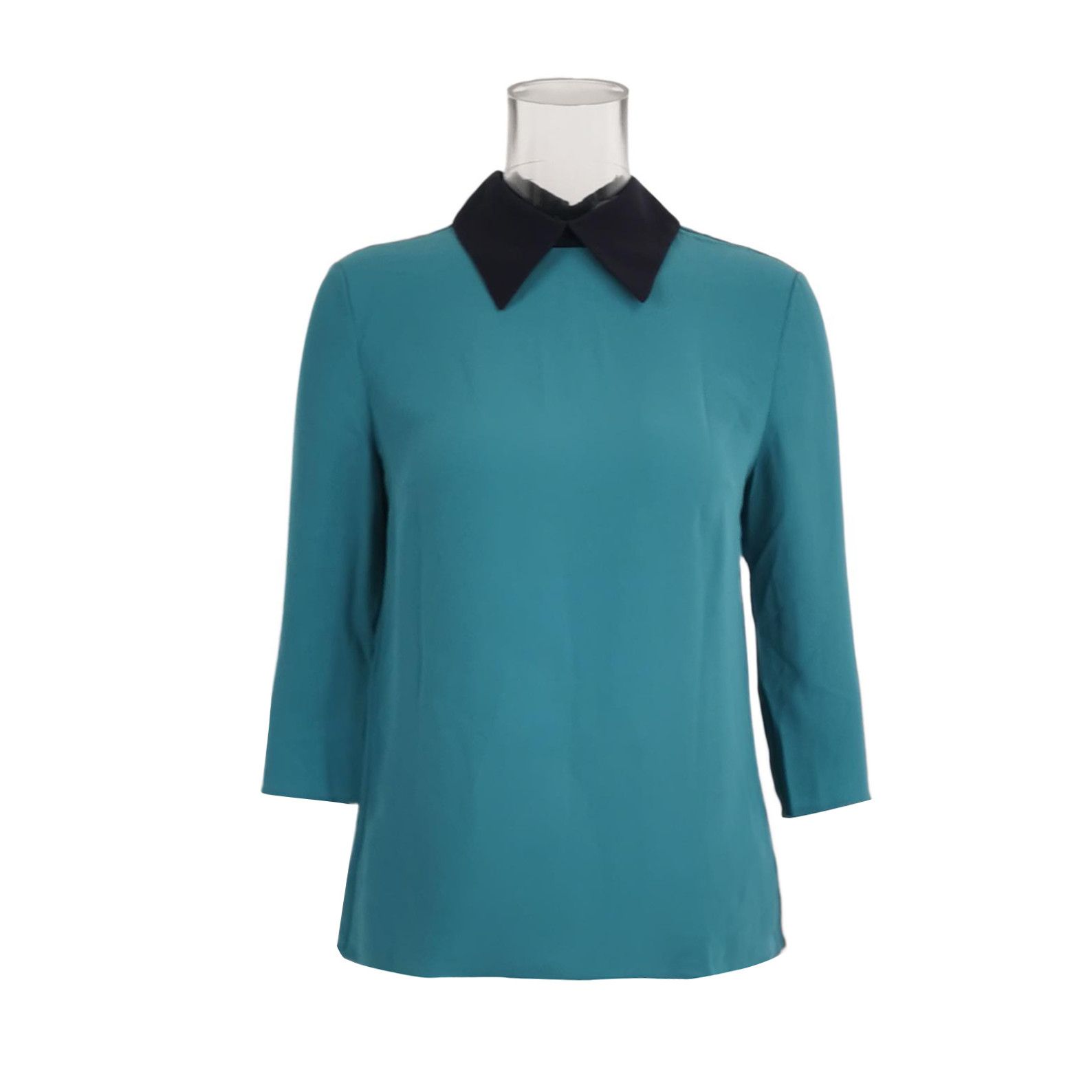 Prada Prada Color-Block Silk Blouse with Collar 0089 Size S / US 4 / IT 40 - 1 Thumbnail
