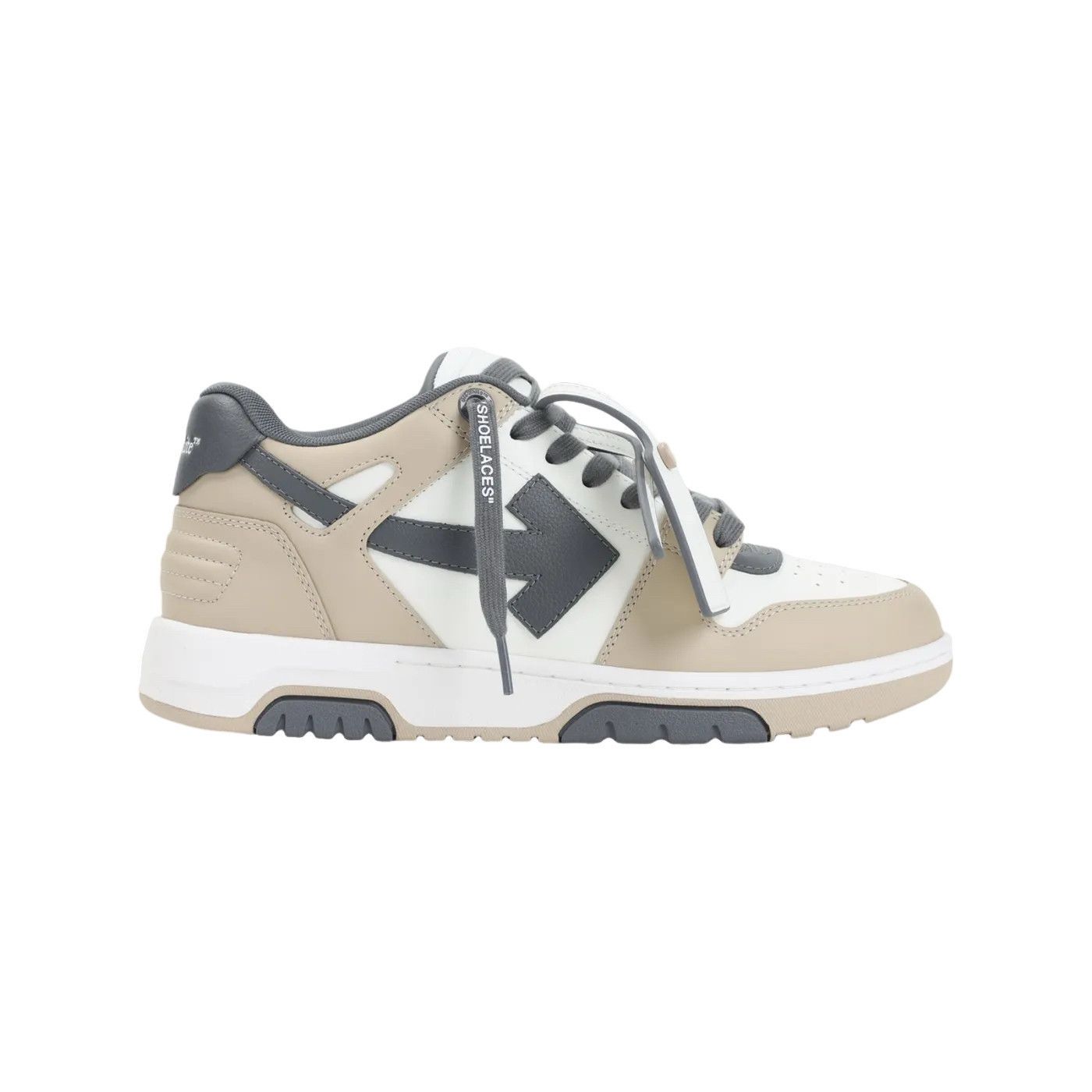OFF-WHITE Out Of Office Beige/Dark Gray Sneakers New & Authe