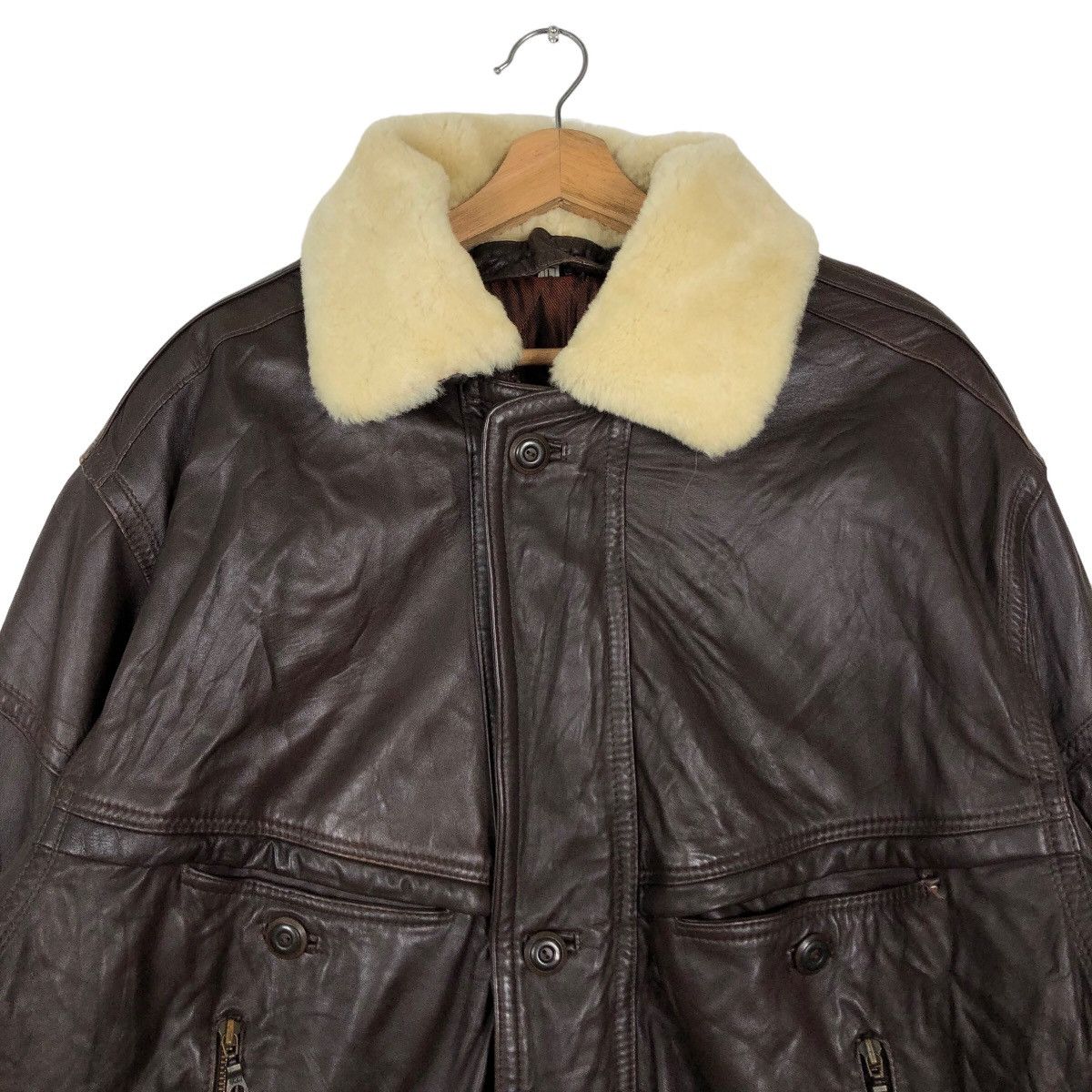 Genuine Leather 🔥90’s Vintage Bomber Leather Jacket Issey Miyake Collection Size US L / EU 52-54 / 3 - 3 Thumbnail