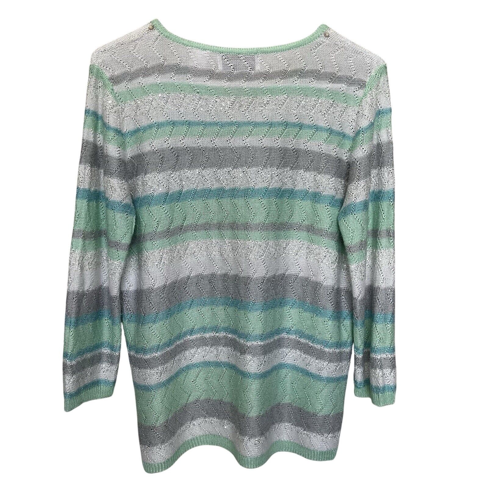 Vintage Alfred Dunner | Striped Knit Sequin Top Beaded grandma Size S / US 4 / IT 40 - 5 Thumbnail