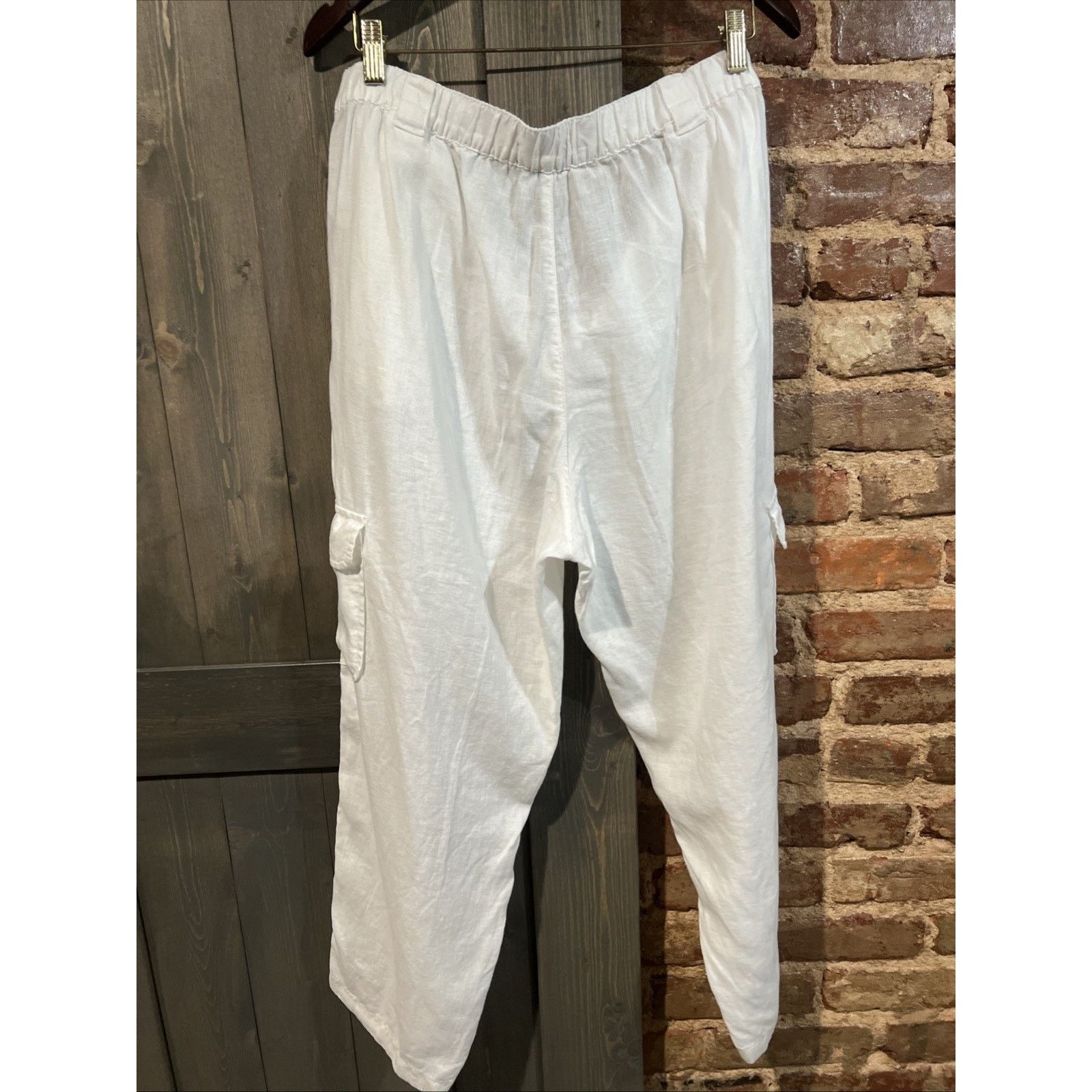 Other Rachel Roy Women's 100% Linen Cargo Pant Ivory Size XL Beach Size 34" / US 12 / IT 48 - 8 Thumbnail