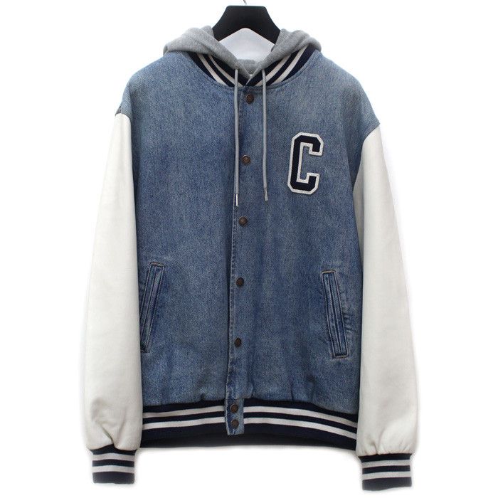 Celine Celine Celine Varsity Denim Lamb Leather Jacket Textile Outerwear 2Q563206T DUTY FREE for USA Size ONE SIZE - 1 Thumbnail