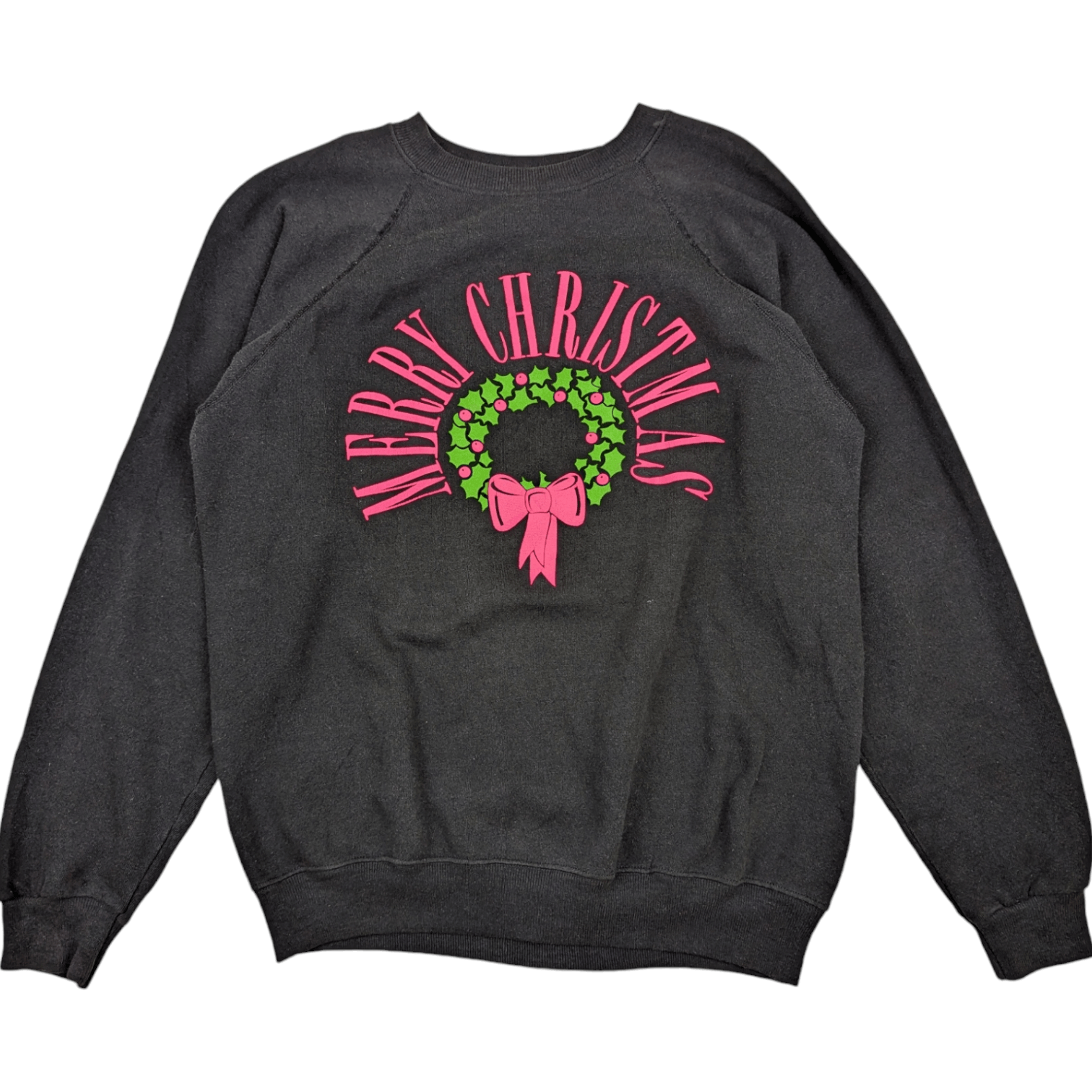 Hanes Vintage 80's MERRY CHRISTMAS Big Spell Out Jumper Sweatshirt Size US L / EU 52-54 / 3 - 2 Thumbnail