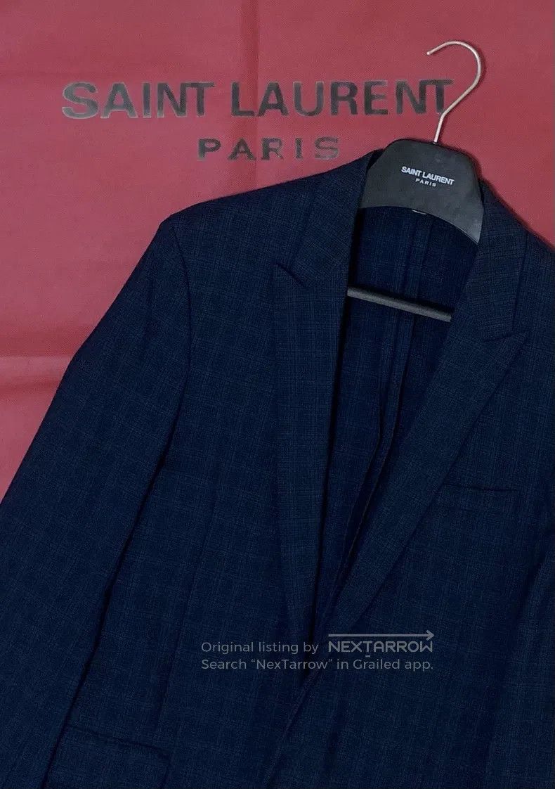 Saint Laurent Paris Saint Laurent Paris Gun Collar Blue Plaid Cashmere Suit Size US S / EU 44-46 / 1 - 7 Thumbnail