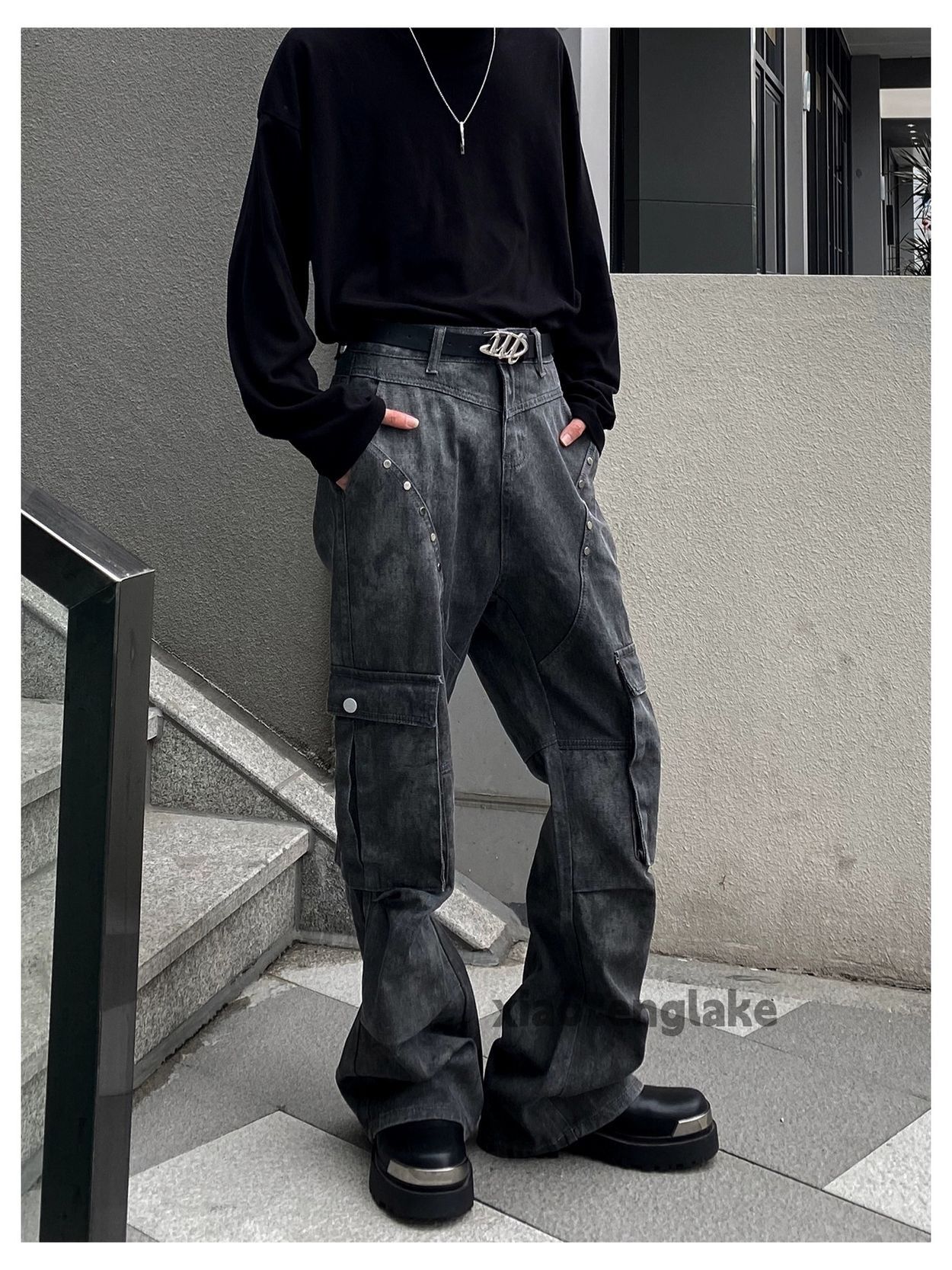 Designer × Japanese Brand × Vintage washed faded utility punk grunge bootcut cargo pants Size US 32 / EU 48 - 6 Thumbnail