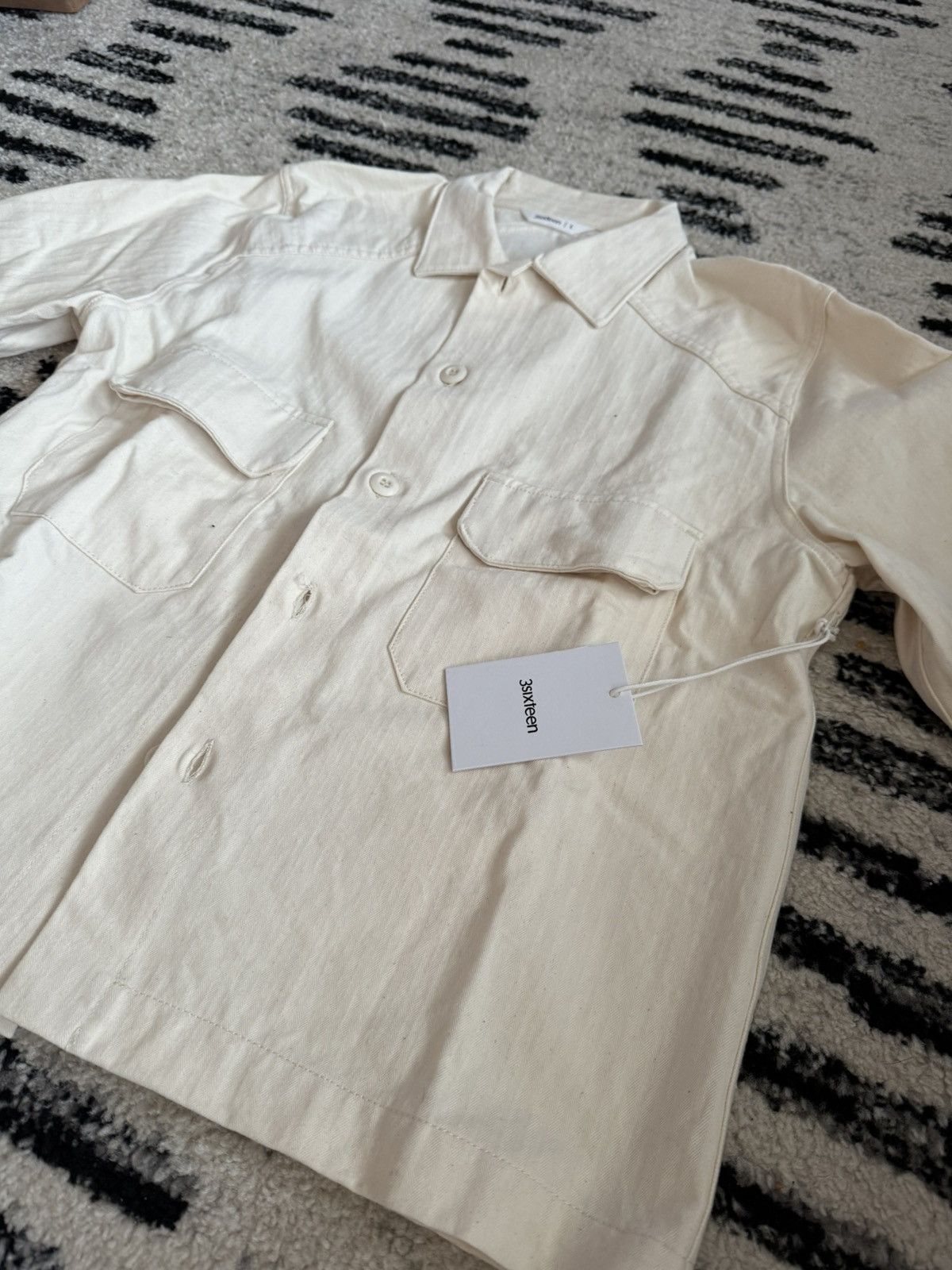 3sixteen 3Sixteen Off-White Cream Herringbone Jacket Size US L / EU 52-54 / 3 - 3 Thumbnail