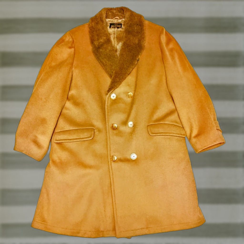 Vintage VINTAGE Zero King 100% Wool Long Coat - 1960s Trench Mac Faux Fur Brown 44 Regular Mens Womens - 60's 70's Everyday Outerwear Size US S / EU 44-46 / 1 - 1 Thumbnail