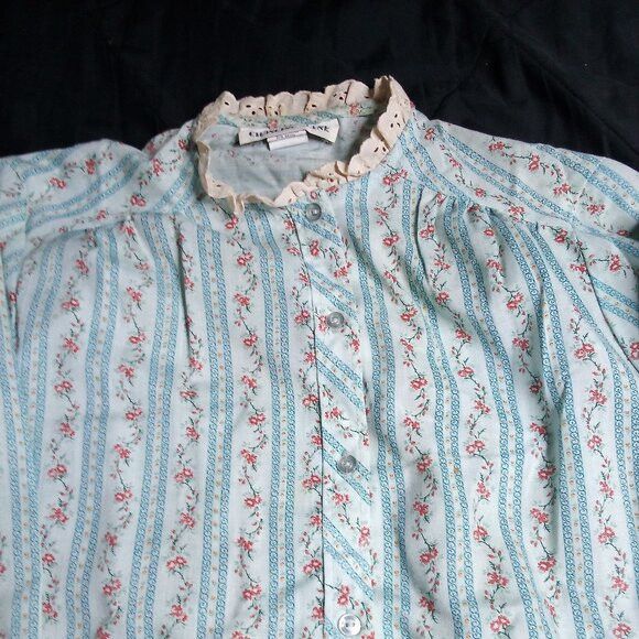 Other Vintage Changing Scene Floral Pearl Snap Lace Collar Shirt Size M / US 6-8 / IT 42-44 - 1 Thumbnail