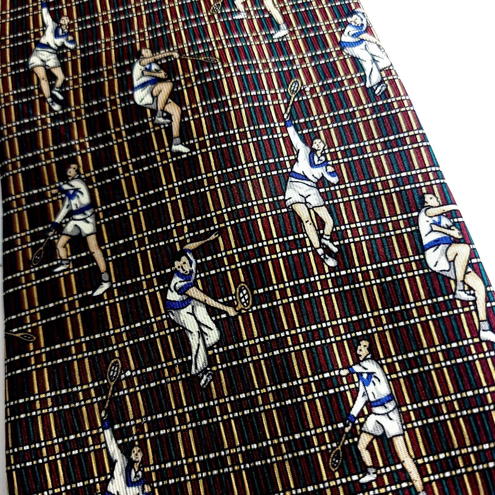 Tommy Hilfiger Tommy Hilfiger Green Red Tan Tennis Print Short Wide Silk Ti Size ONE SIZE - 7 Thumbnail