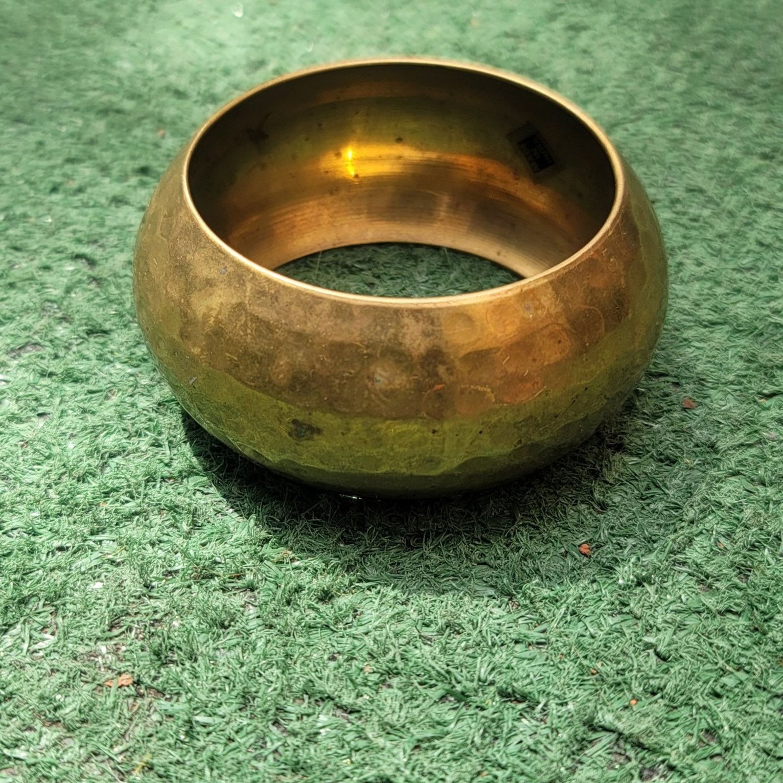 Handmade Vtg Hammered Brass Large Bangle Bracelet Size ONE SIZE - 1 Thumbnail