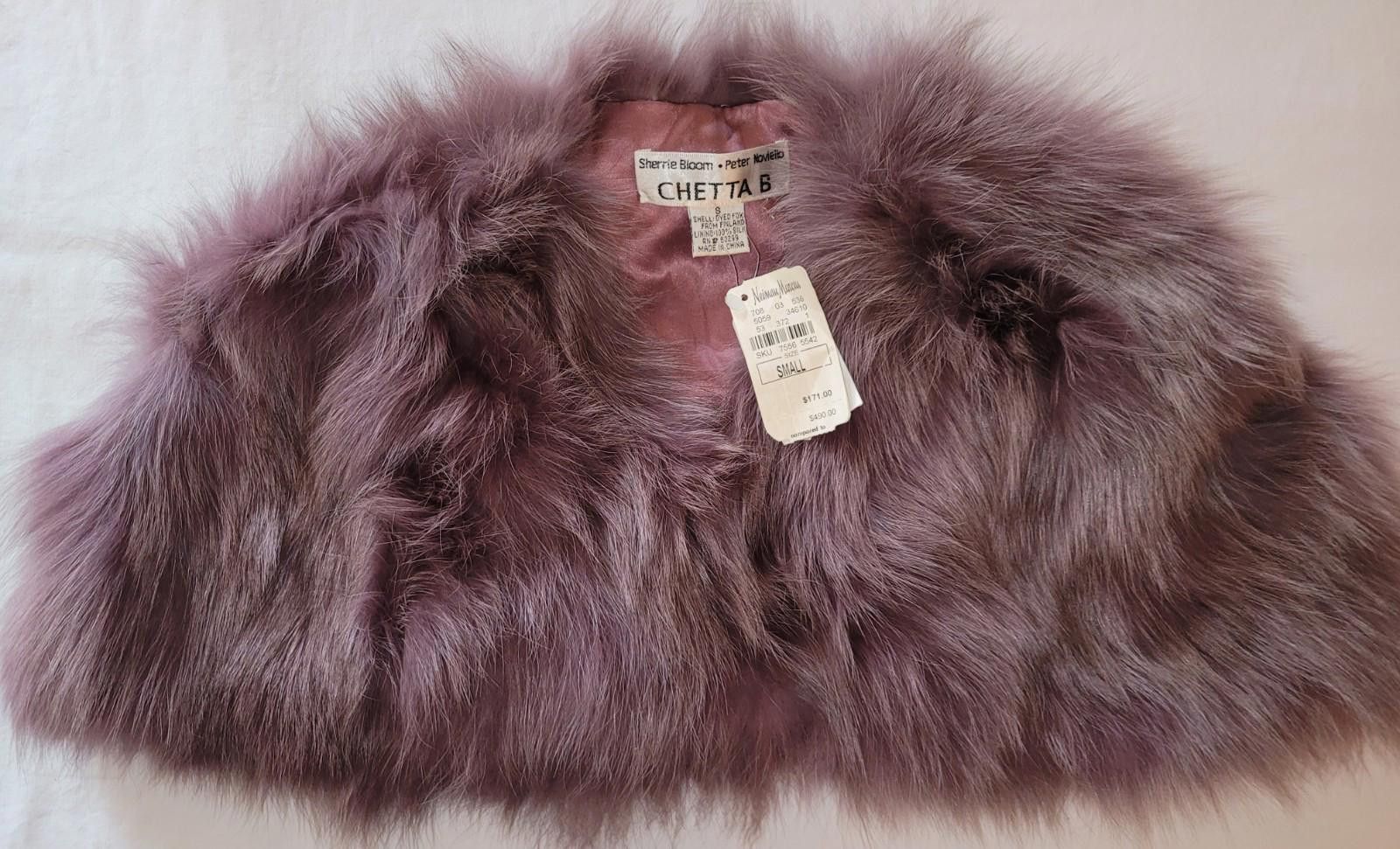 Designer CHETTA B silk lined fox fur pink shawl Size ONE SIZE - 3 Thumbnail