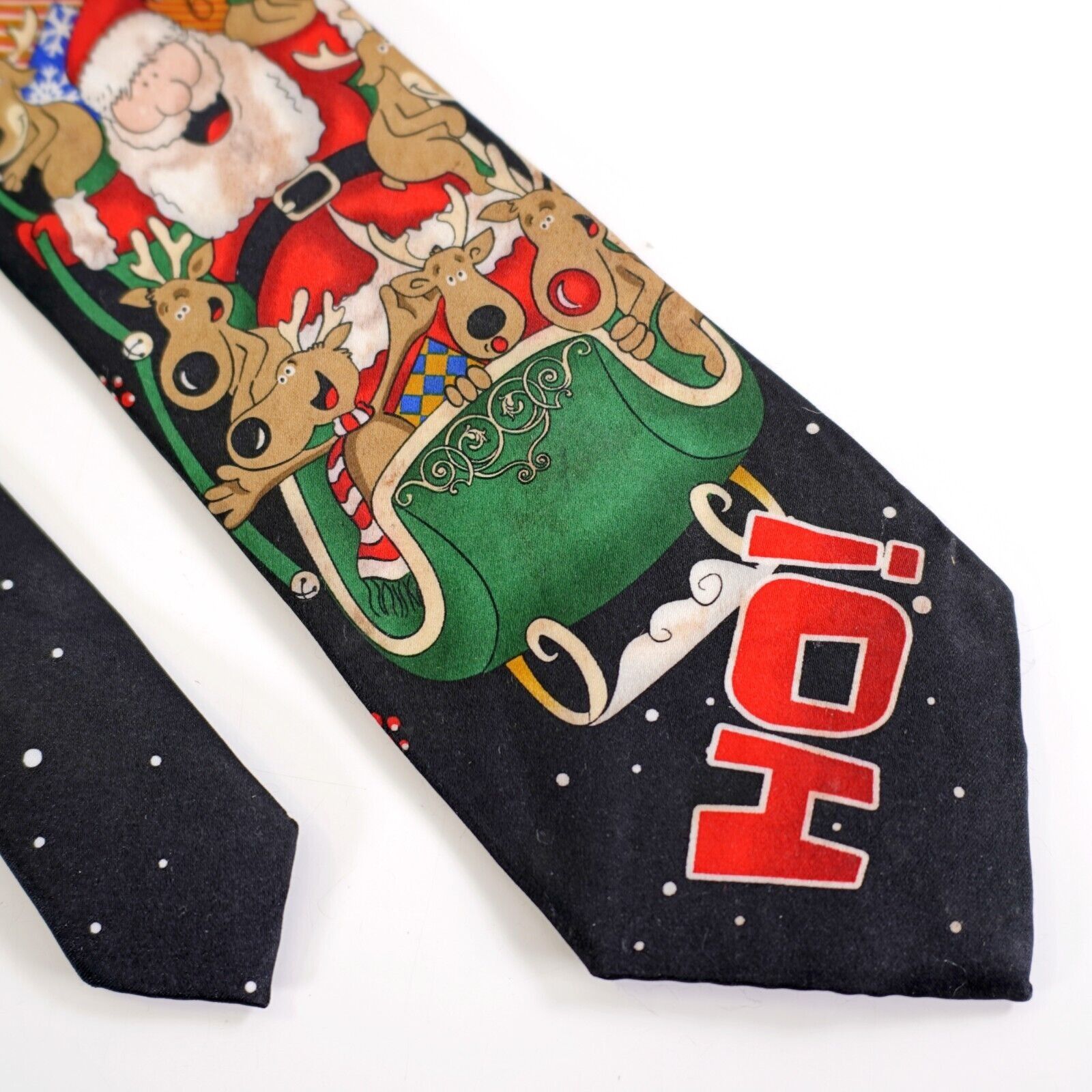 Designer American Traditions Santa Christmas Black Print Polyester Ti Size ONE SIZE - 1 Thumbnail