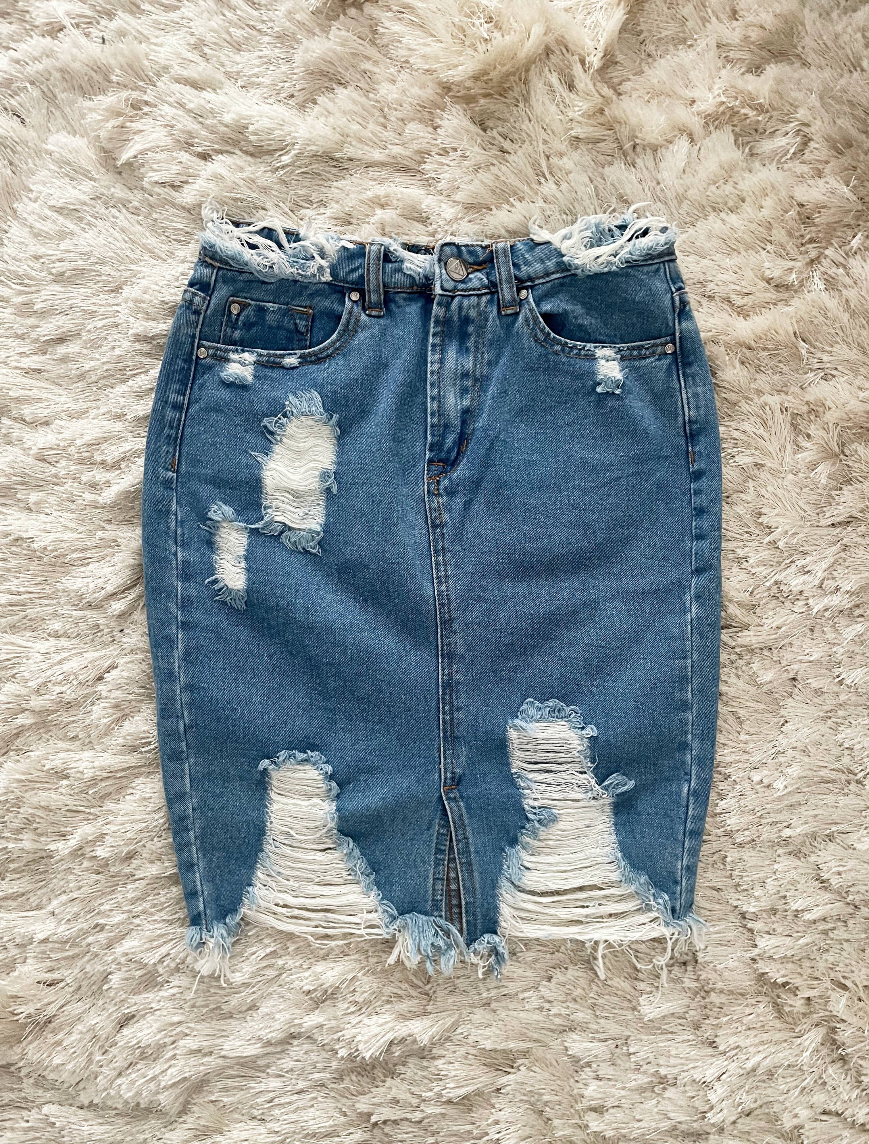 Missguided Missguided Busted Hem Denim Midi Skirt 36 / 4 Size 27" / US 4 / IT 40 - 2 Thumbnail