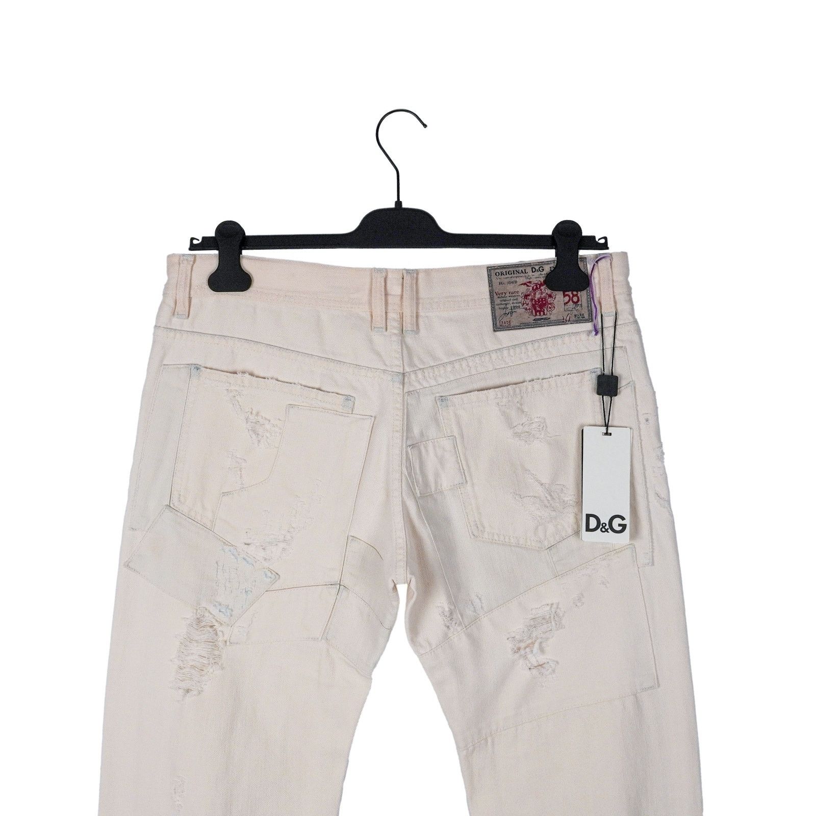 Dolce & Gabbana Dolce Gabbana White Distressed Patchwork Denim Pants Jeans Size US 33 - 4 Thumbnail