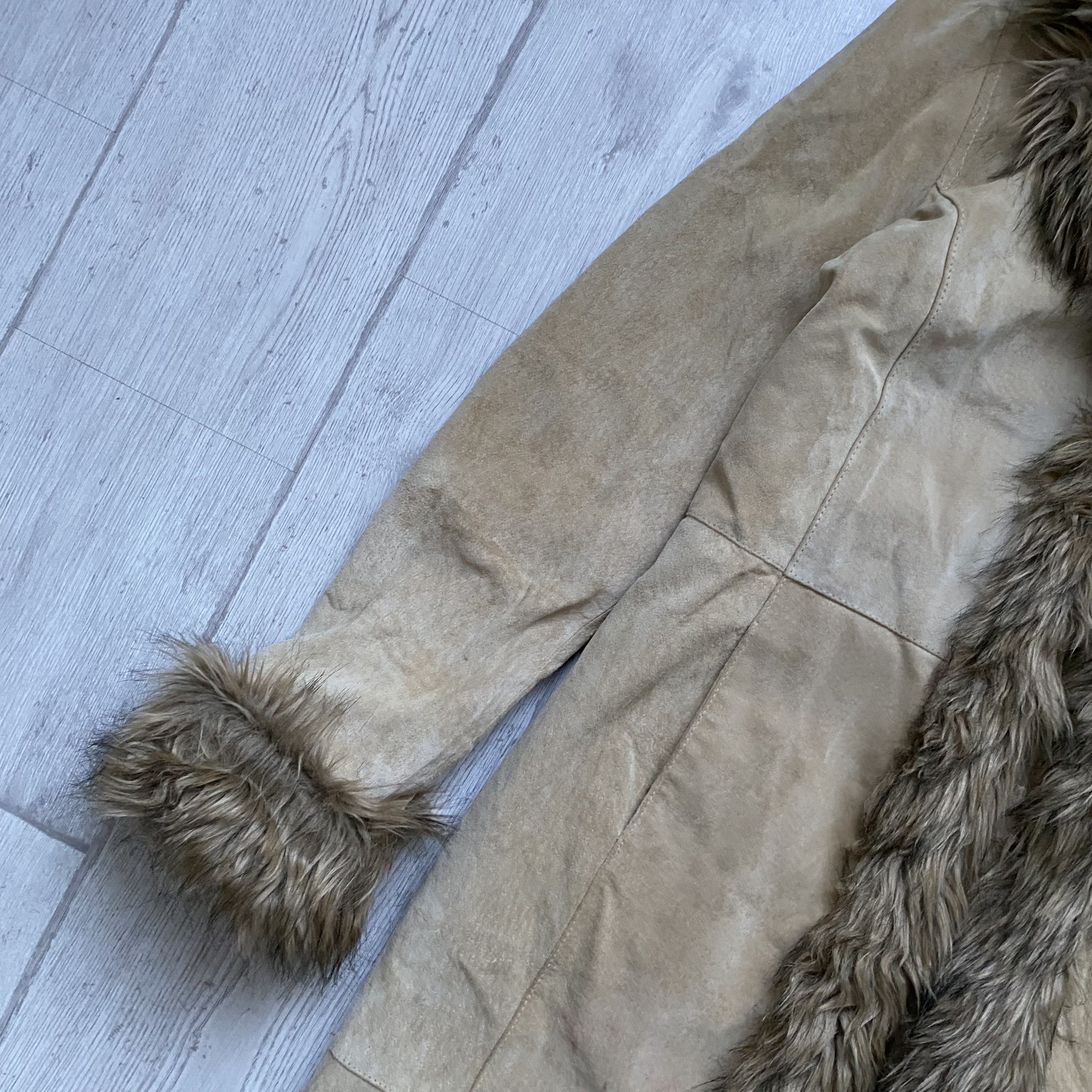 If Six Was Nine Vintage 90s Real Suede with Faux Fur Maxi Coat Y2K japanese Size L / US 10 / IT 46 - 4 Thumbnail