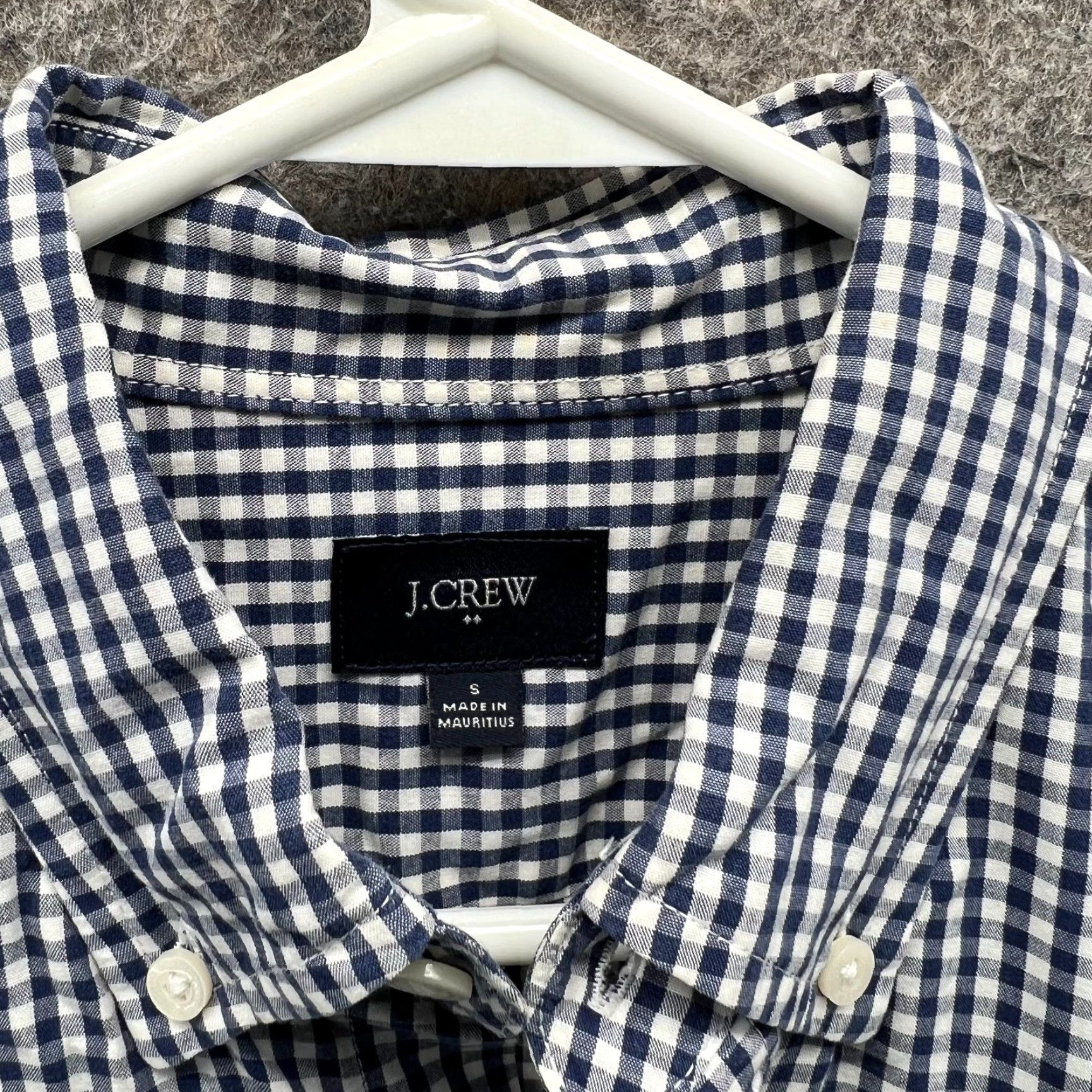 J.Crew J.CREW Shirt Mens Small Blue White Button-Down Gingham Dress Oxford Classic Shirt Size 36R - 4 Thumbnail