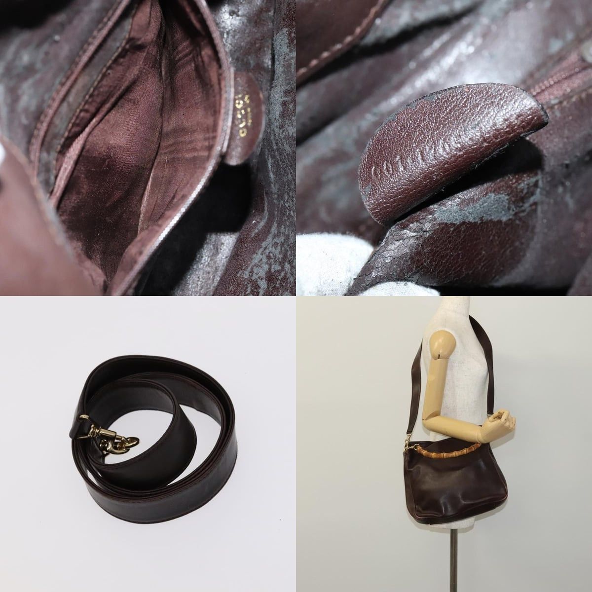 Gucci GUCCI Bamboo Handbag Leather Brown Gold 001 1705 001 1705 Size ONE SIZE - 12 Thumbnail
