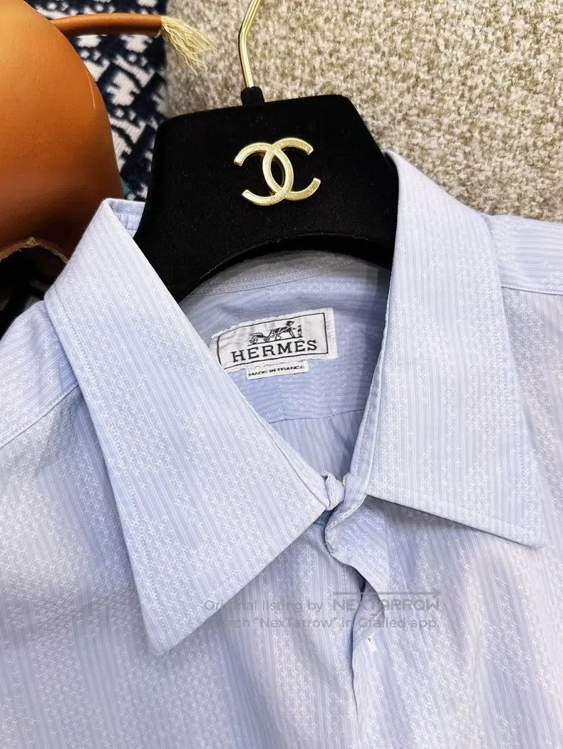 Hermes Hermes Blue Striped Long Sleeve Shirt Size M / US 6-8 / IT 42-44 - 3 Thumbnail