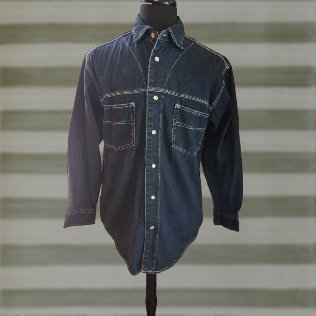 Route 66 VINTAGE Route 66 Mens Shirt Denim Size M Western Workwear Pearl Snap Pockets Size US M / EU 48-50 / 2 - 1 Thumbnail