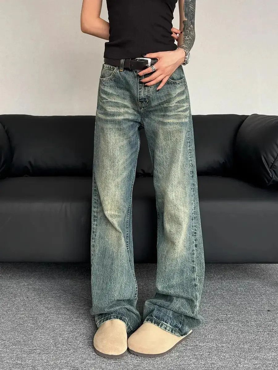 Japanese Brand Retro loose fitting straight leg micro flared jeans Size US 32 / EU 48 - 1 Thumbnail