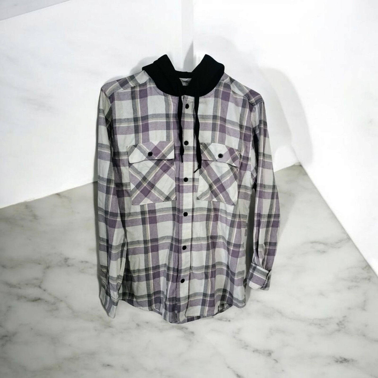 Other NoBo Mens Small Button Up Flannel Hooded Shacket Shirt Plaid Size US S / EU 44-46 / 1 - 16 Thumbnail