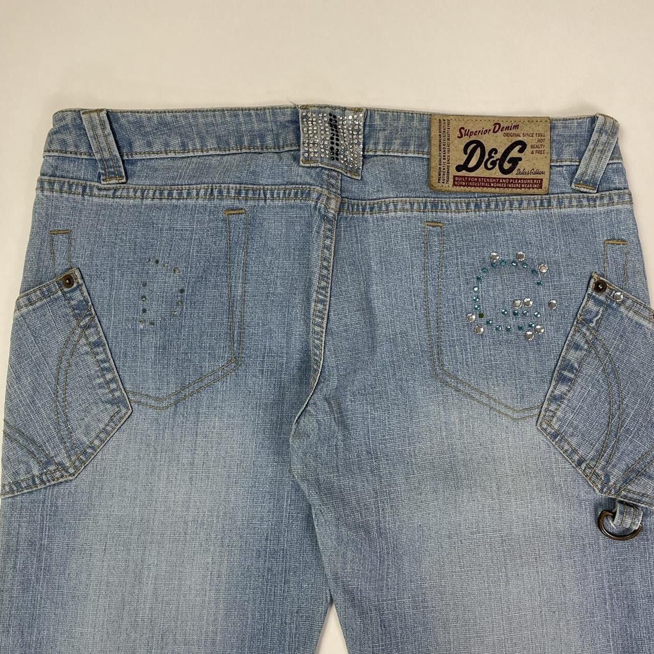 Dolce & Gabbana DOLCE & GABBANA Women’s Low Waist Flare Jeans Diamanté Pants Size 30" / US 8 / IT 44 - 3 Thumbnail