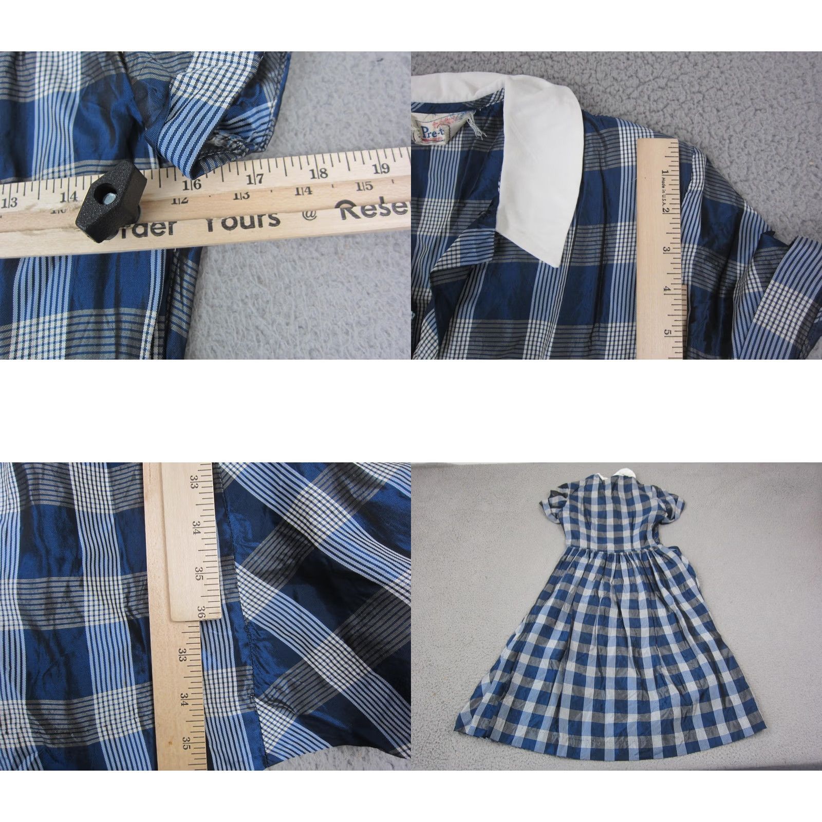 Vintage Vintage Missy Teens Mod Dress XS Blue Plaid A-Line True 60s 70s Extra Small Size XS / US 0-2 / IT 36-38 - 8 Thumbnail