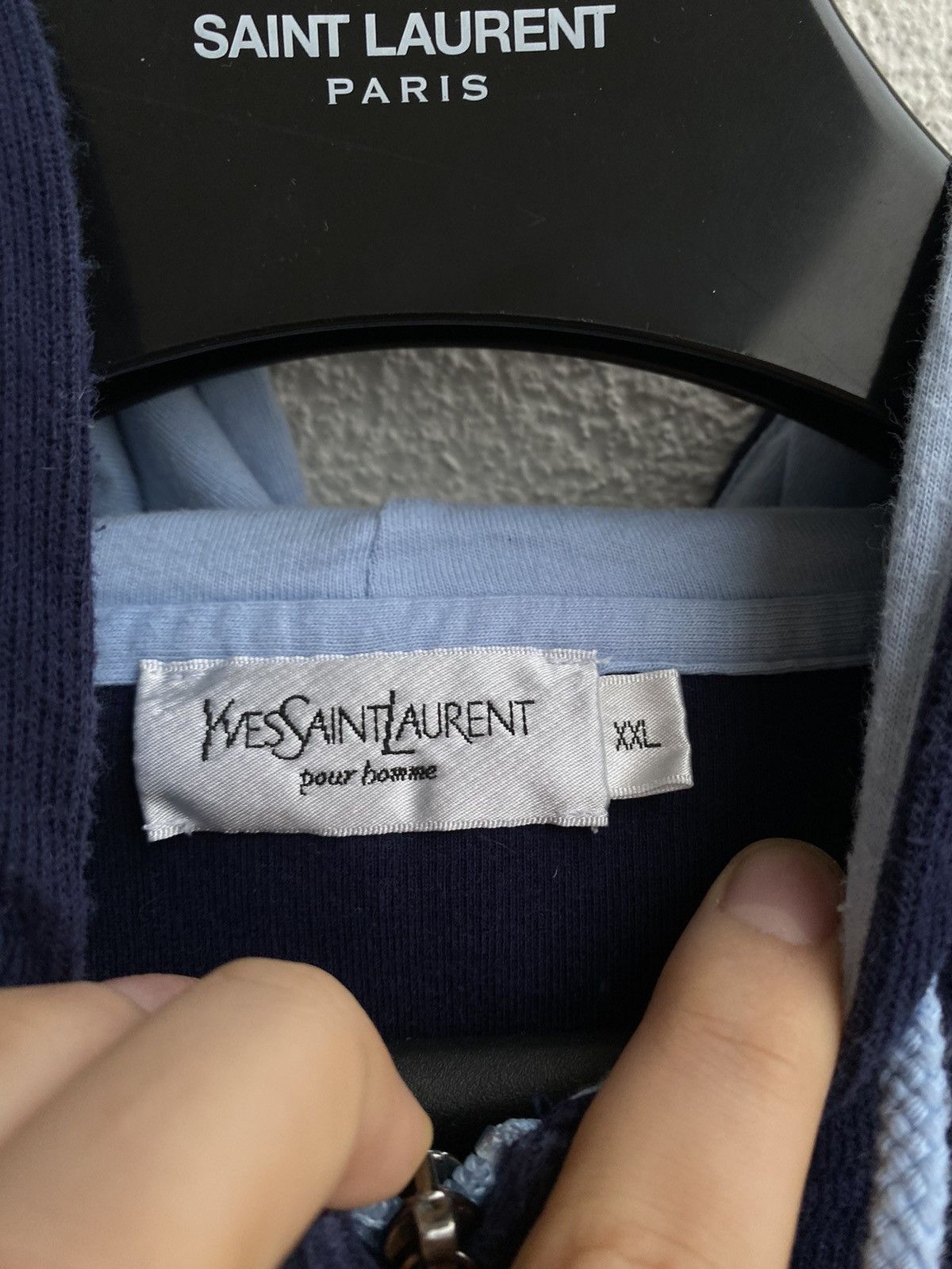 Yves Saint Laurent YSL Hoodie Zip YSL Sweatshirt Navy Size US XL / EU 56 / 4 - 5 Thumbnail