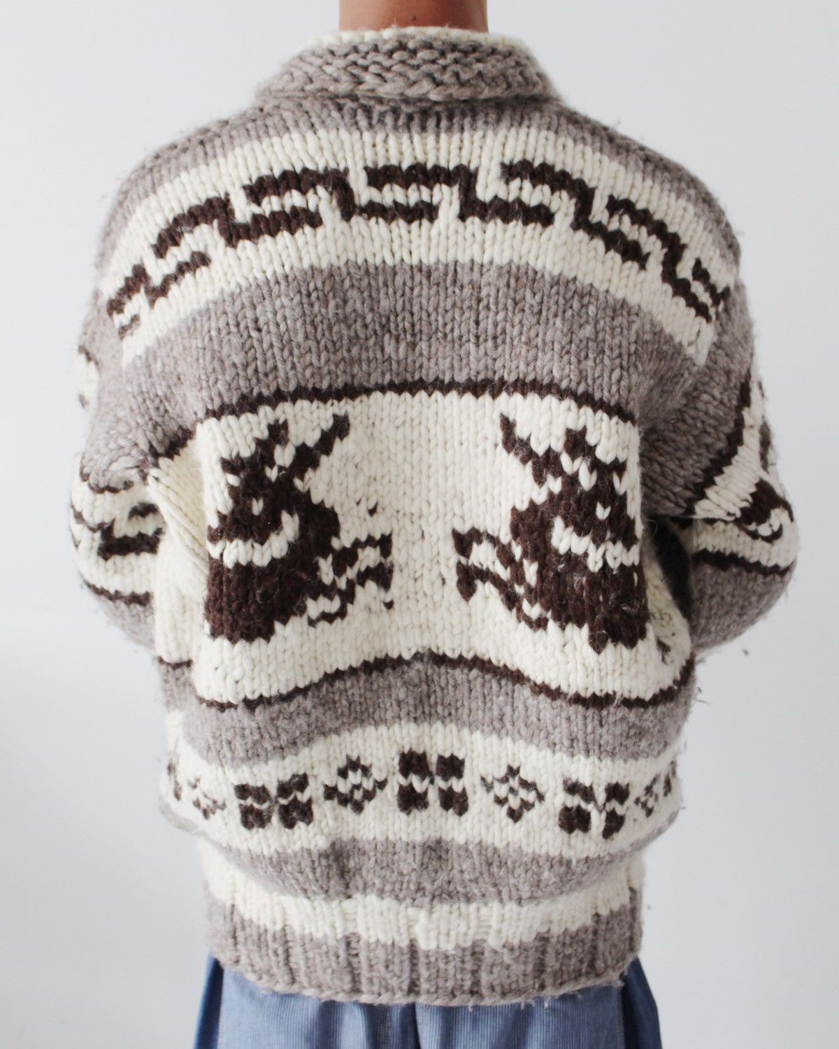 Vintage 2000S COWICHAN INDIAN HAND KNIT CARDIGAN Size US L / EU 52-54 / 3 - 4 Thumbnail