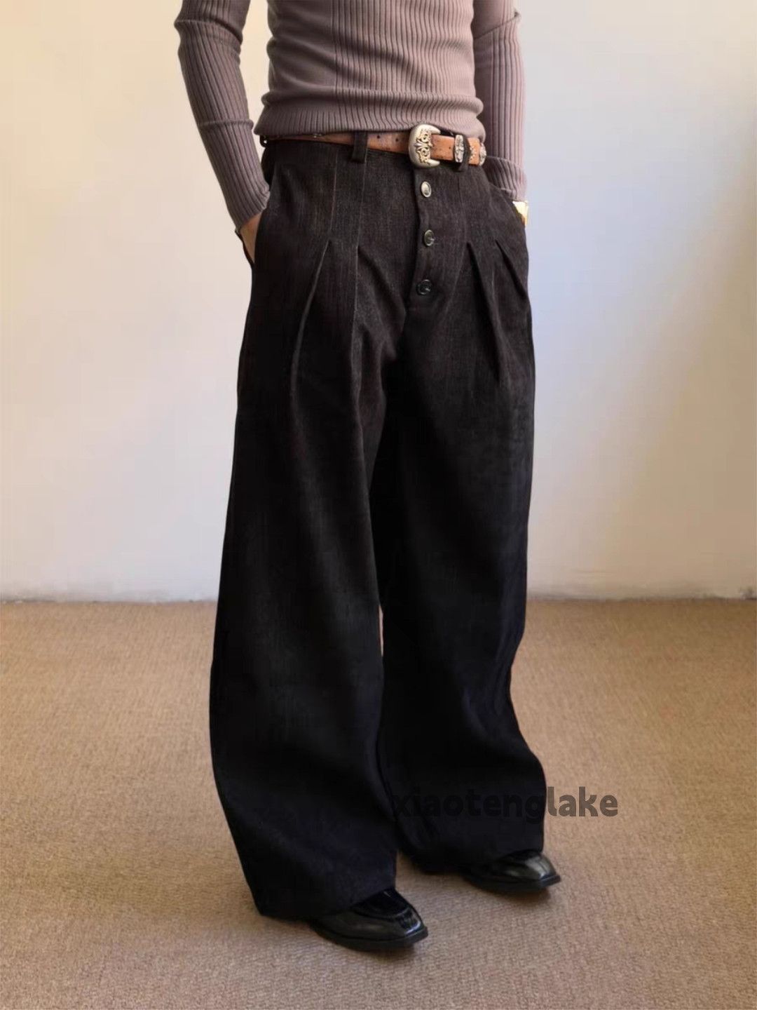 Vintage Xz vintage wide Leg loose baggy pleated flared pants Size US 30 / EU 46 - 2 Thumbnail