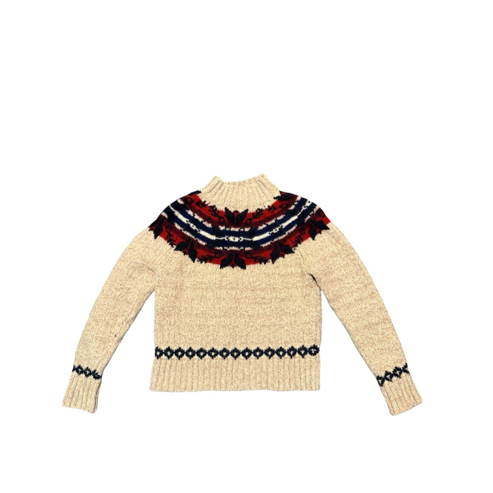 Polo Ralph Lauren Polo Ralph Lauren Nordic Sweater Women's XS/S Cropped Petite Wool Cotton Linen Mock Neck Long Sleeve Fair Isle Cable-Knit Size XS / US 0-2 / IT 36-38 - 2 Thumbnail