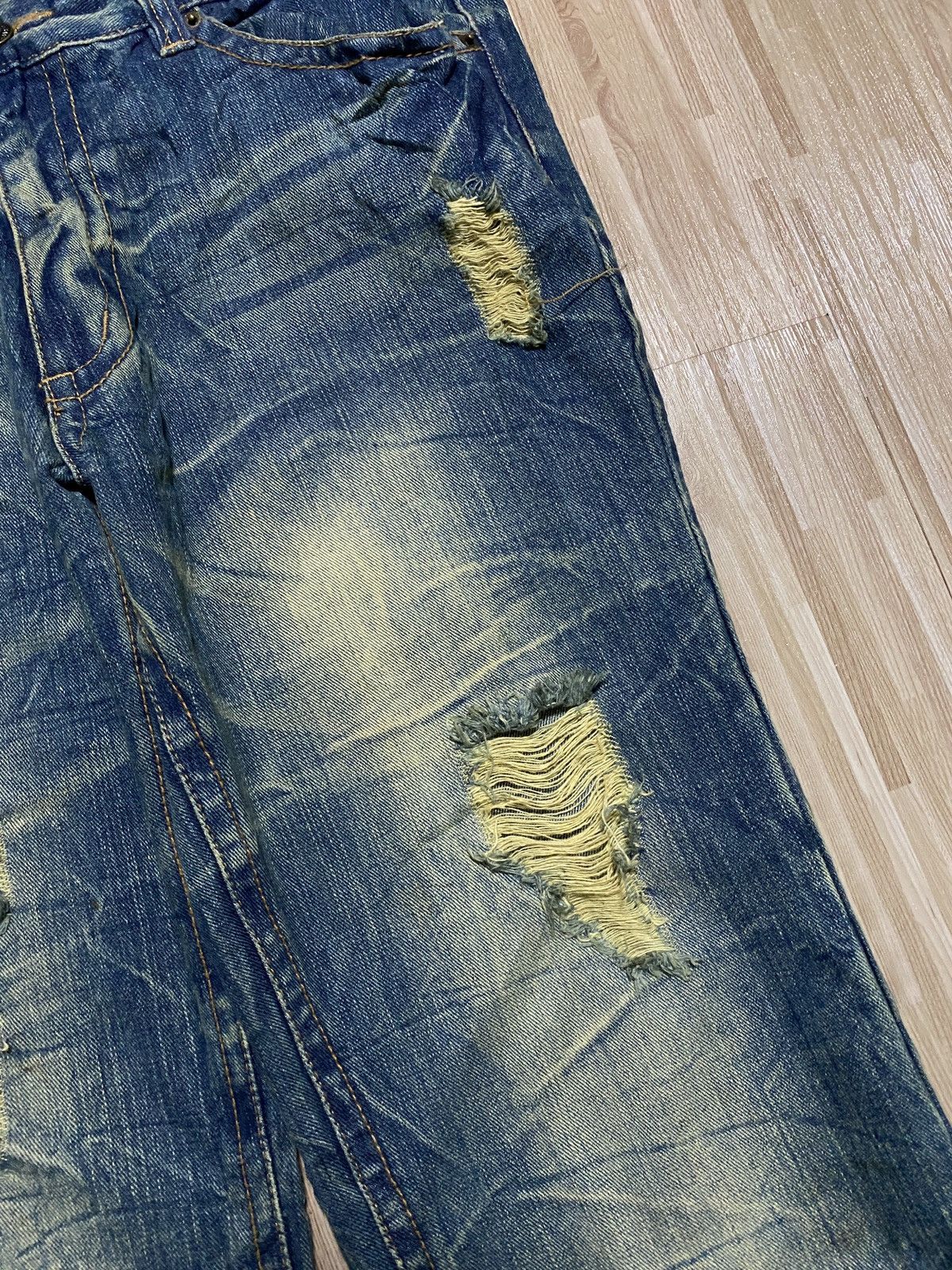 Japanese Brand × Vintage 💥Flare Japanes 90’s Mudwash Distress Ripped Jeans Size US 34 / EU 50 - 7 Thumbnail