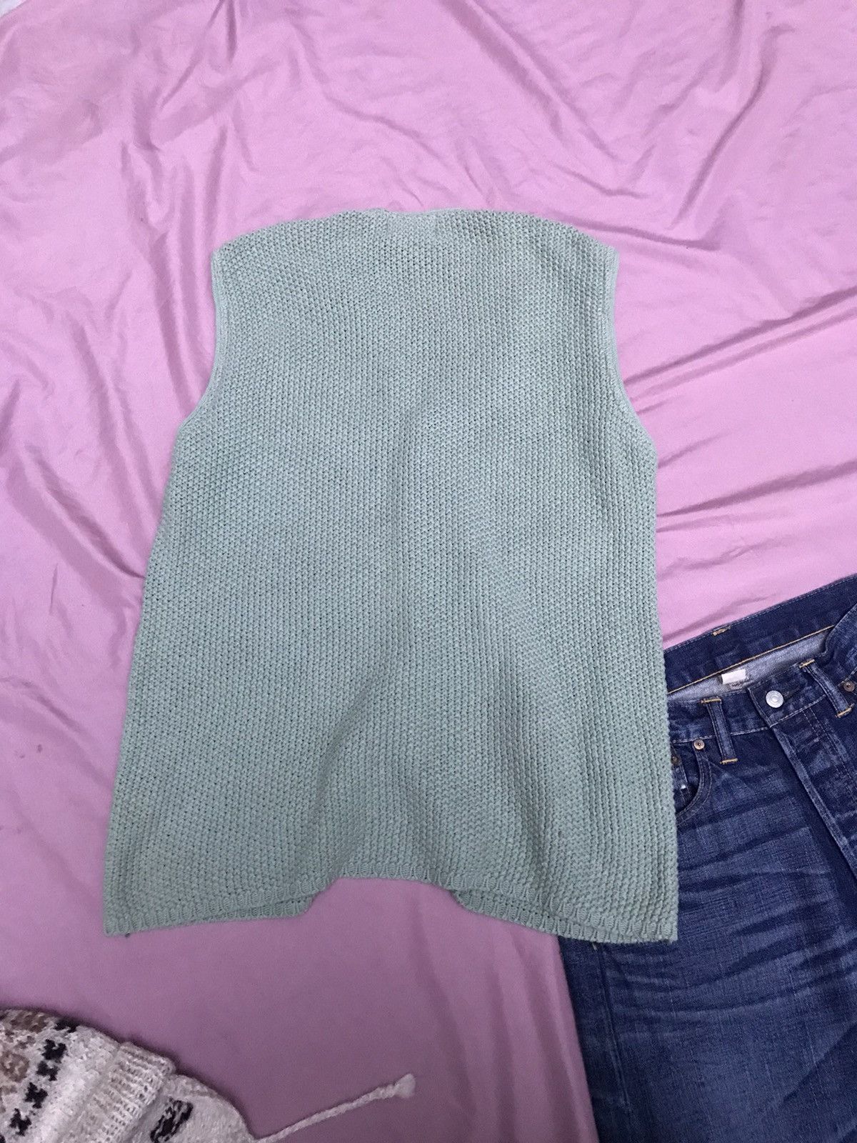 L.L. Bean MADE IN USA KNITTED COTTON VEST IN A BEAUTIFUL MINTH GREEN Size US L / EU 52-54 / 3 - 7 Thumbnail