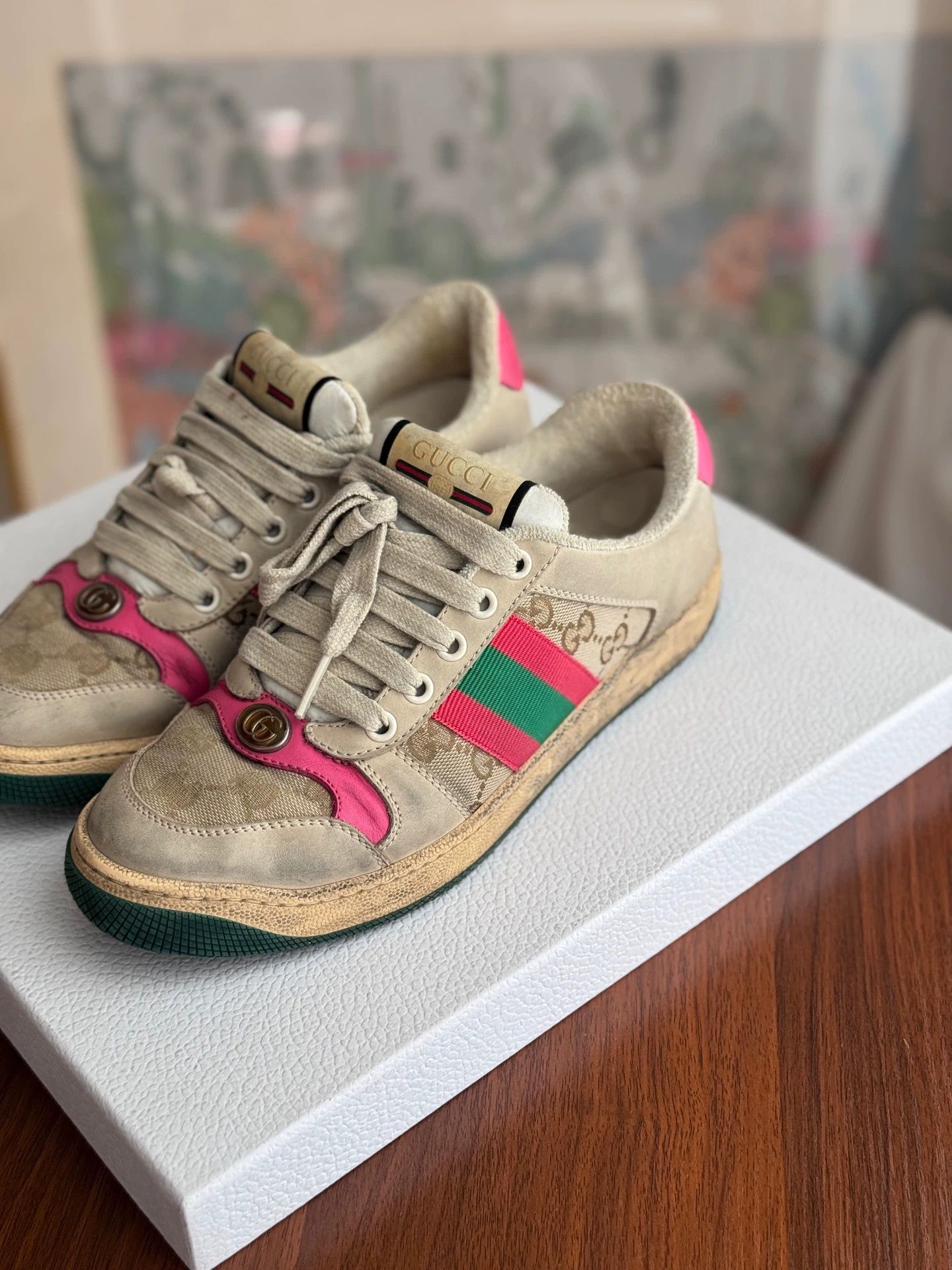 Gucci GUCCI Screener Leather Sneaker Women's 36 Ebony 95 New Size US 5 / IT 35 - 6 Thumbnail