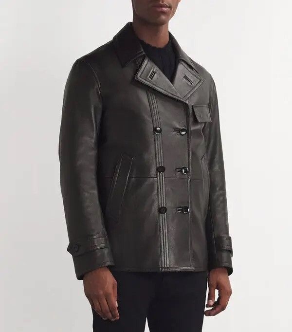 Tom Ford 🪭$9K VALUE🪭Leather Pea Coat Size US L / EU 52-54 / 3 - 3 Thumbnail
