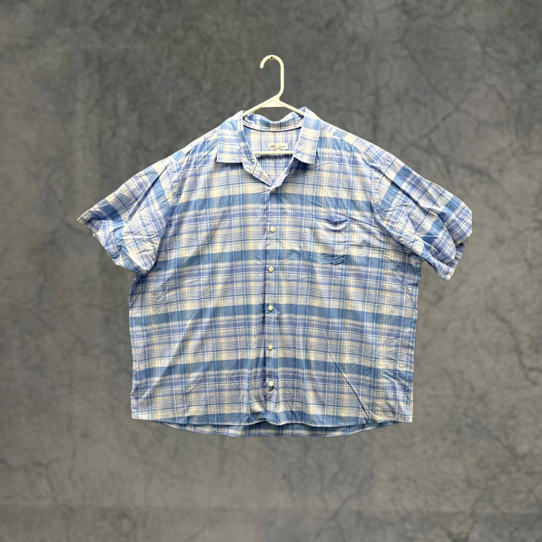Peter Millar Peter Millar Shirt Mens 2XL Blue Plaid Short Sleeve Button Front Casual Woven Size US XXL / EU 58 / 5 - 1 Thumbnail