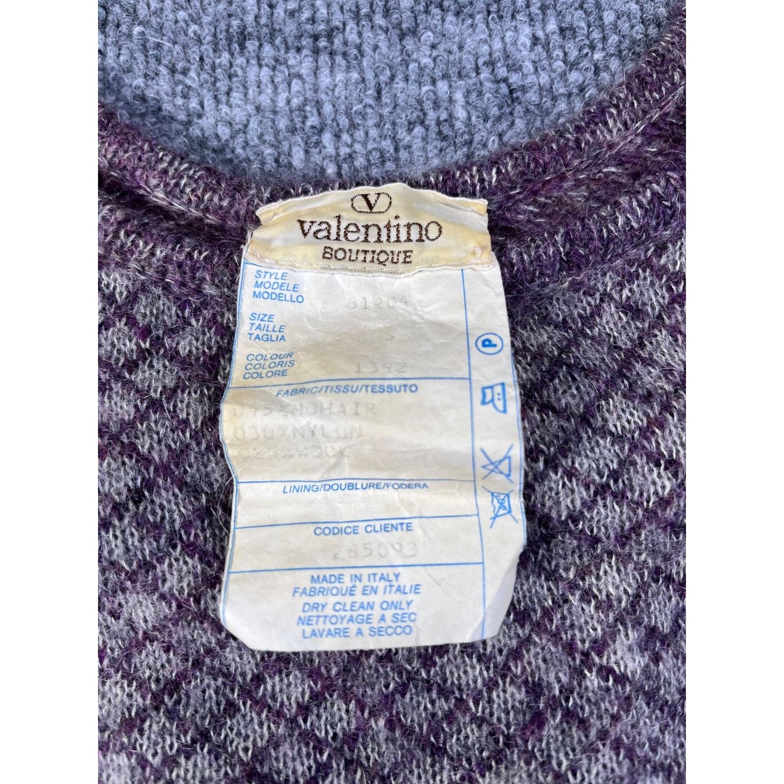 Valentino VTG Valentino Boutique Purple/Gray cardigan Sweater Wool S Size S / US 4 / IT 40 - 6 Thumbnail