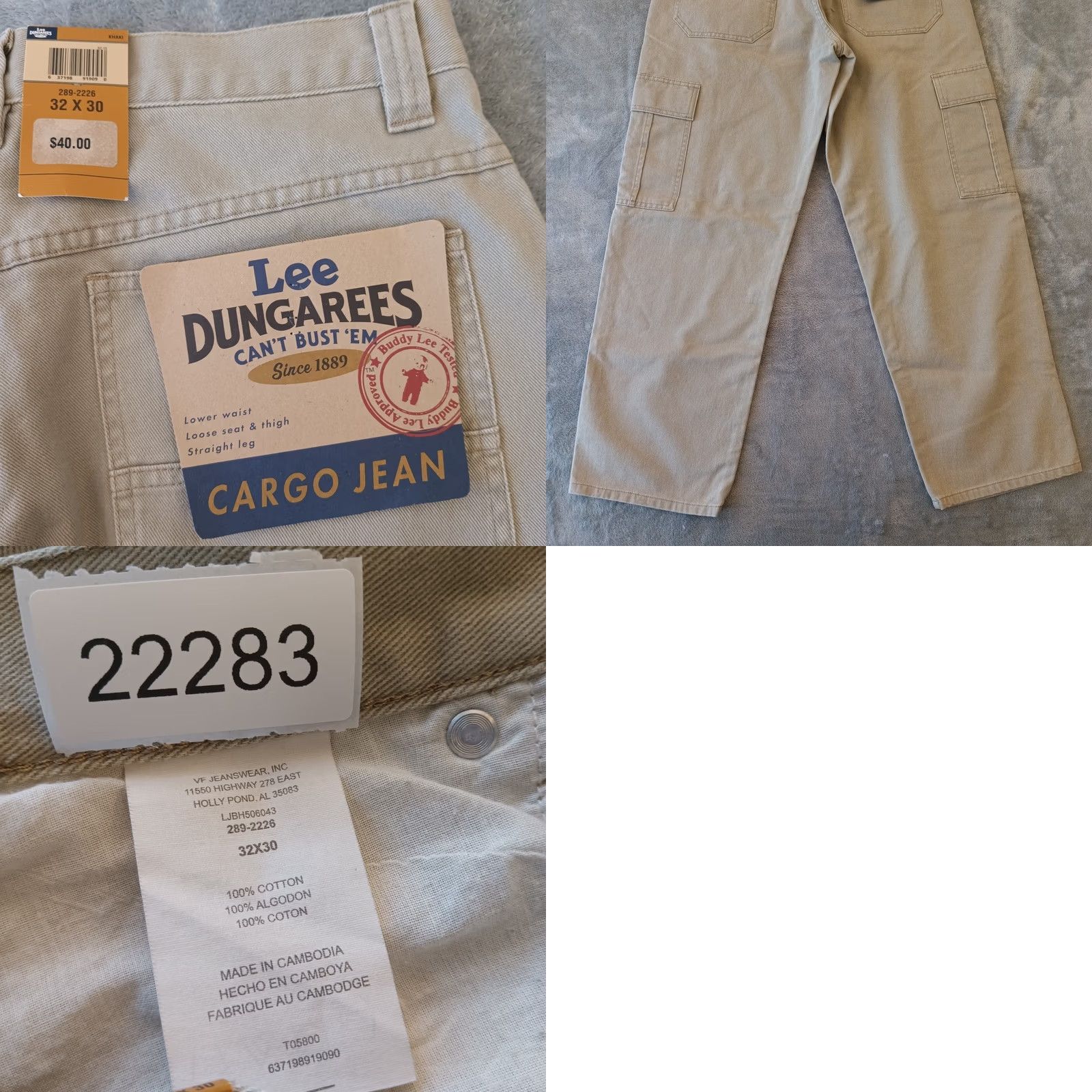 Lee Lee Jeans Cargo Cotton Gray Straight Leg Mens 32x28 Denim Zip Pockets Regular Inseam 28" Vintage No Cotton New Size US 32 / EU 48 - 8 Thumbnail