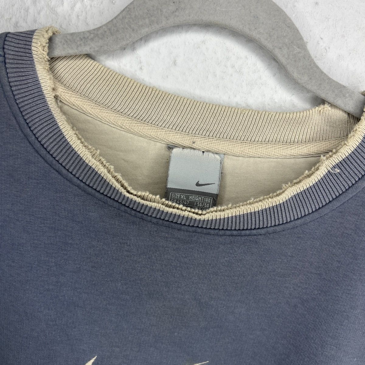 Nike × Vintage Vintage Nike Sweatshirt Distressed Ripped Center Swoosh Size US XL / EU 56 / 4 - 5 Thumbnail